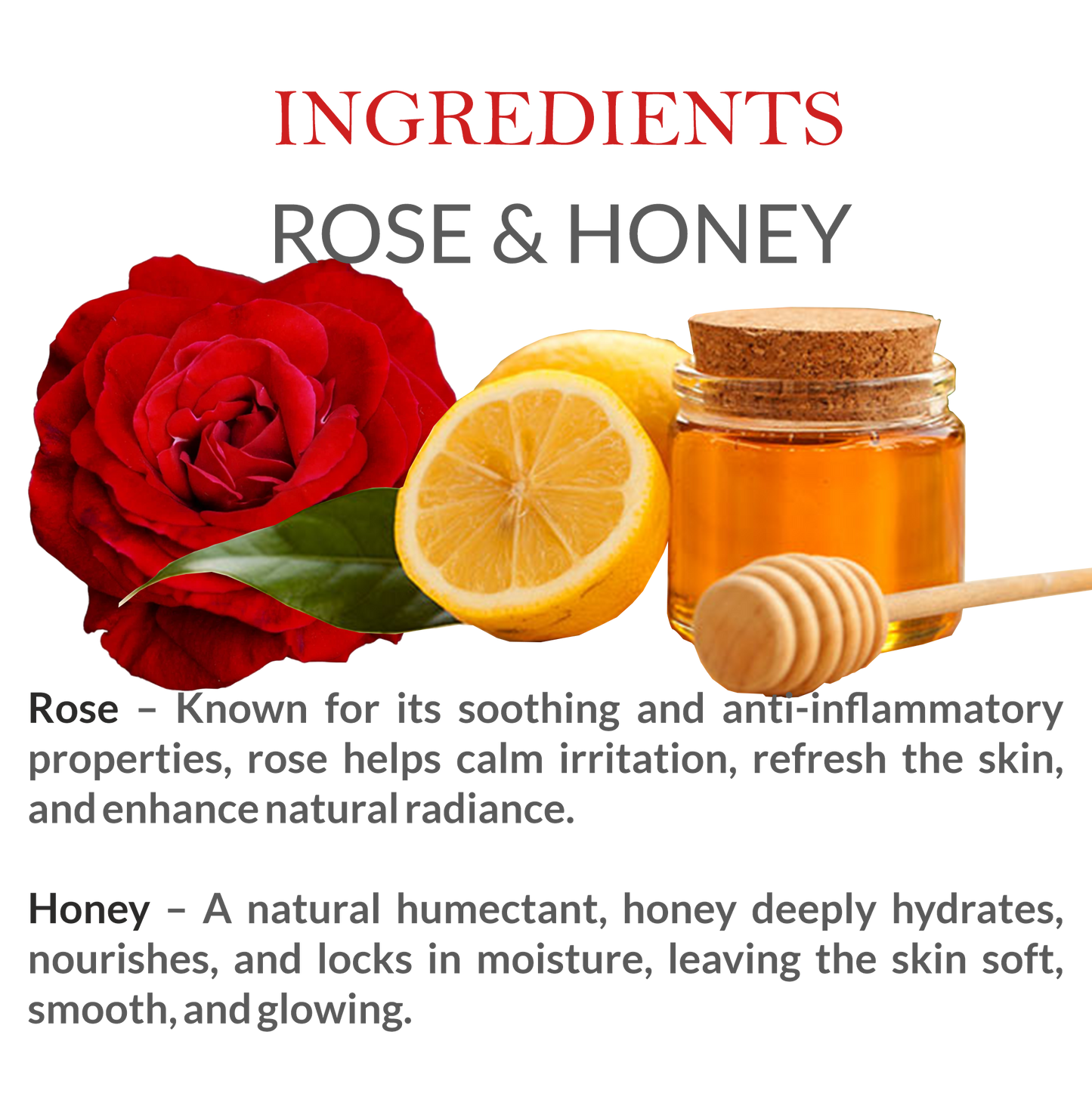 Natural Ingredients in Janakshahi Rose Honey Face Scrub – Rose Extract, Honey, Herbal Exfoliants