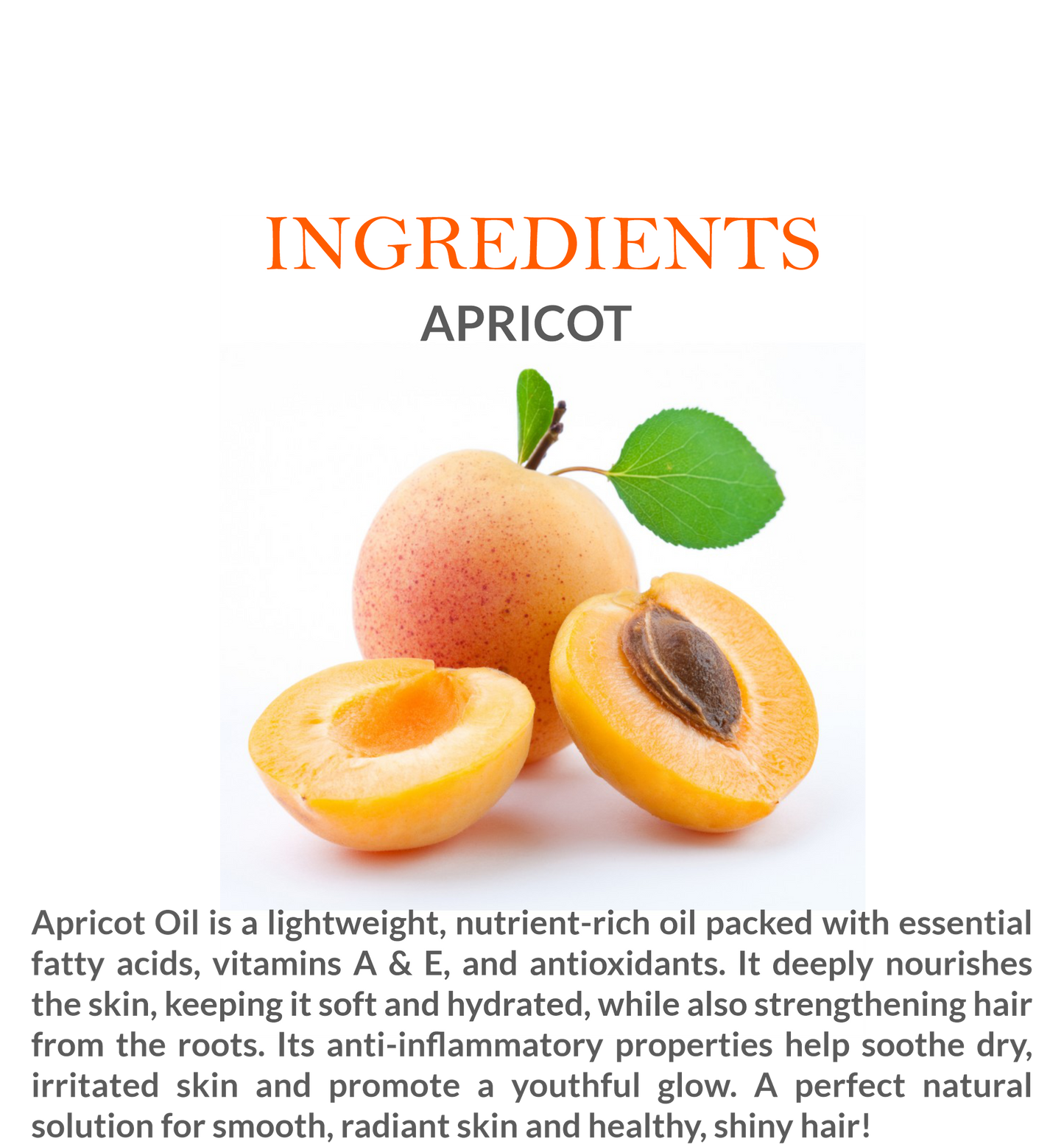 Natural ingredients in Khadi Apricot Oil β Pure apricot kernel extract & vitamins