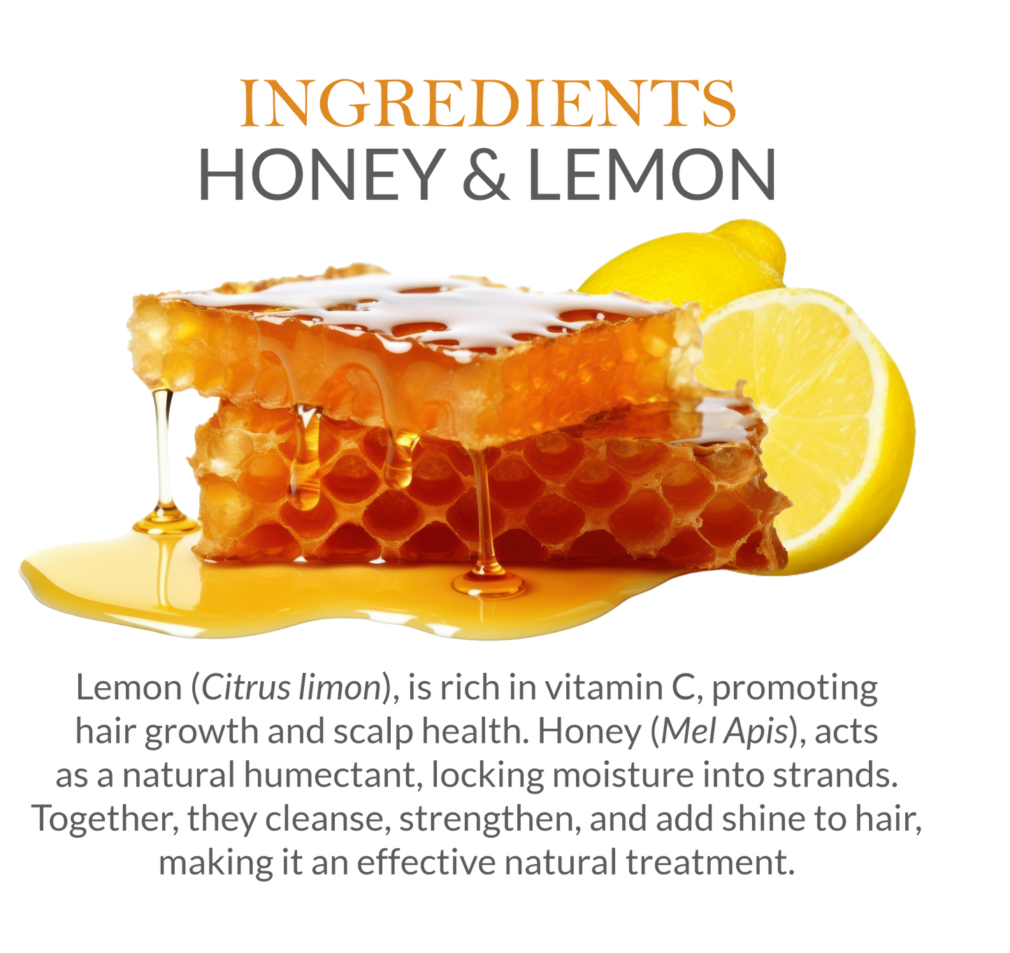 Natural ingredients in Khadi Honey Lemon Shampoo - Honey & Lemon for hair care