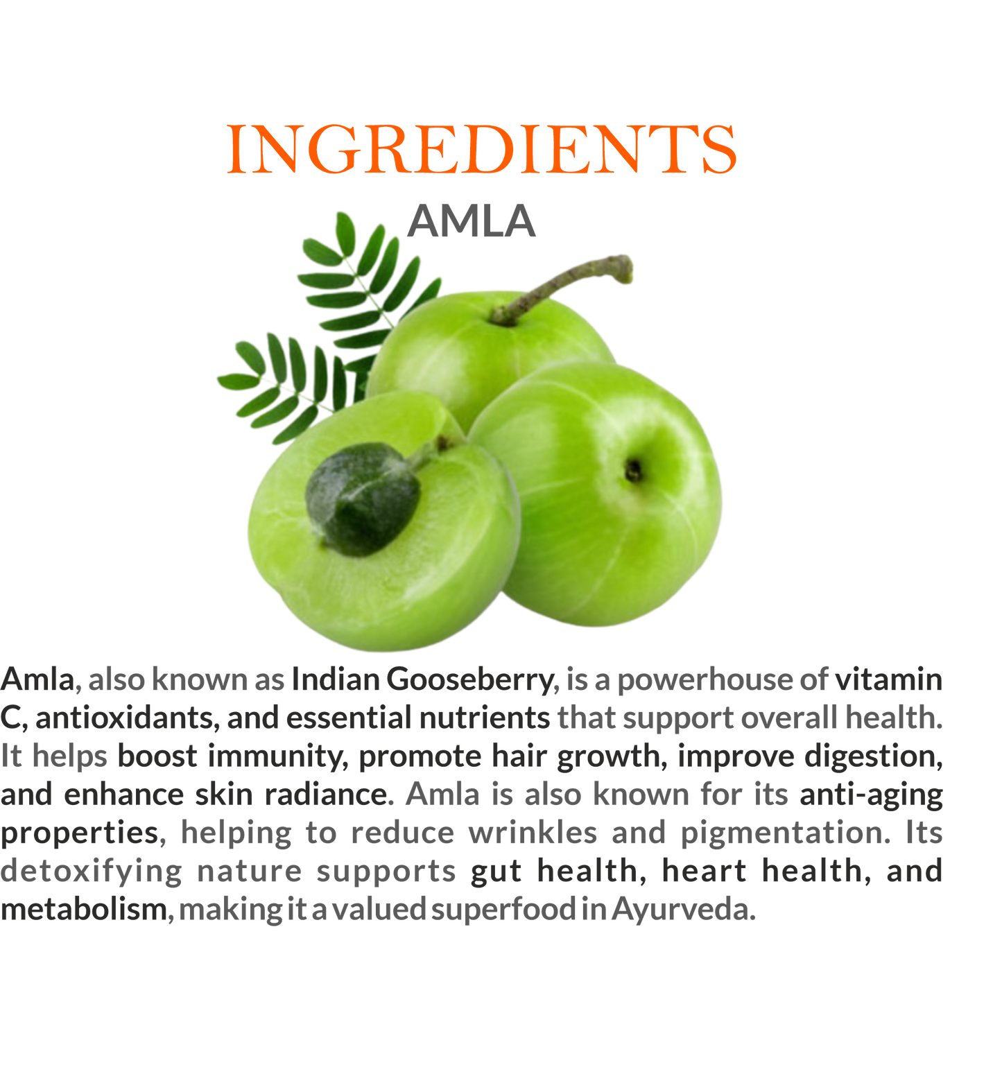 Natural Ingredients in Mountain Ayurveda Amla Powder – 100% Pure Indian Gooseberry Extract