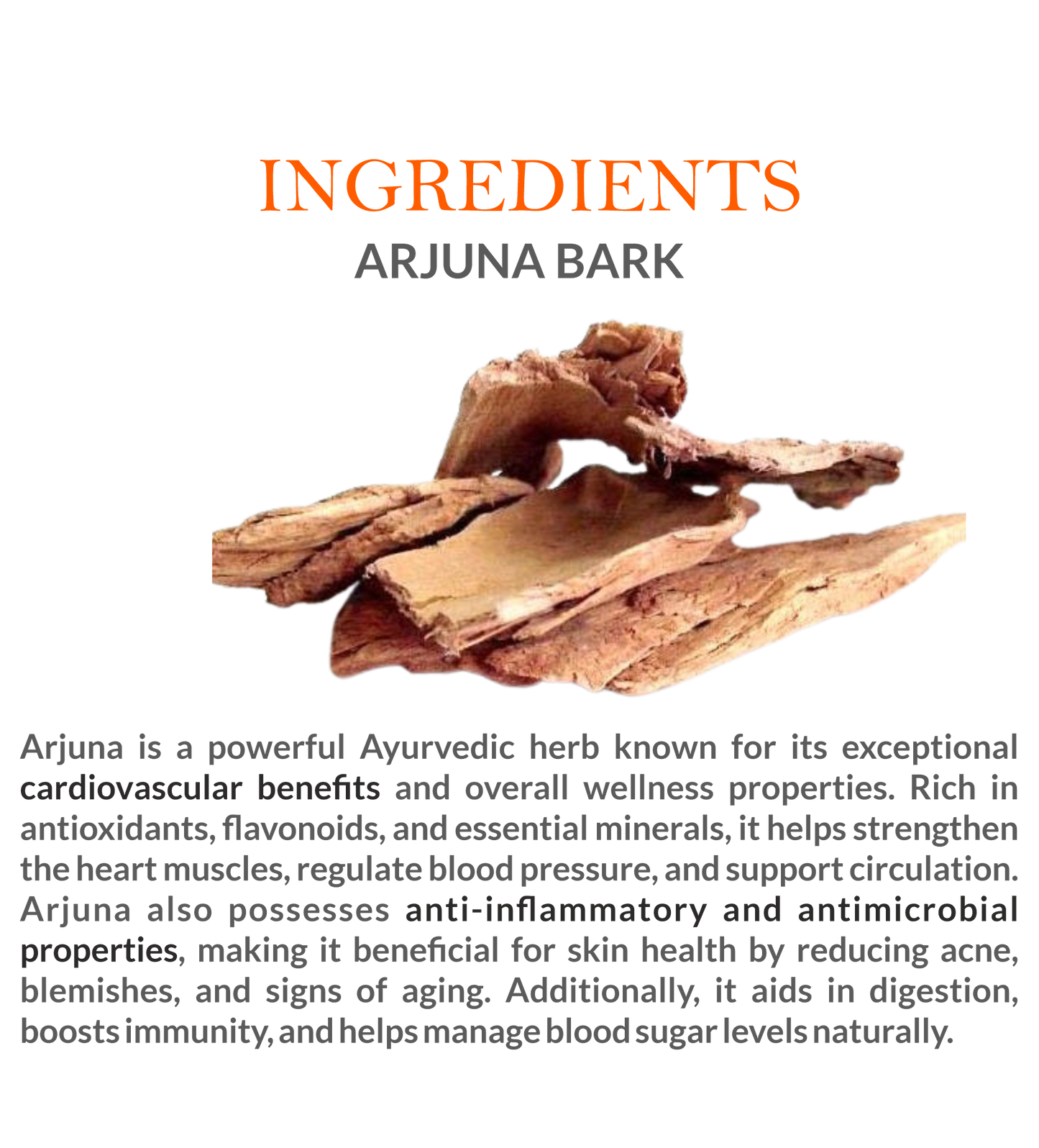 Natural Ingredients in Mountain Ayurveda Arjuna Powder – 100% Pure Arjuna Bark Powder