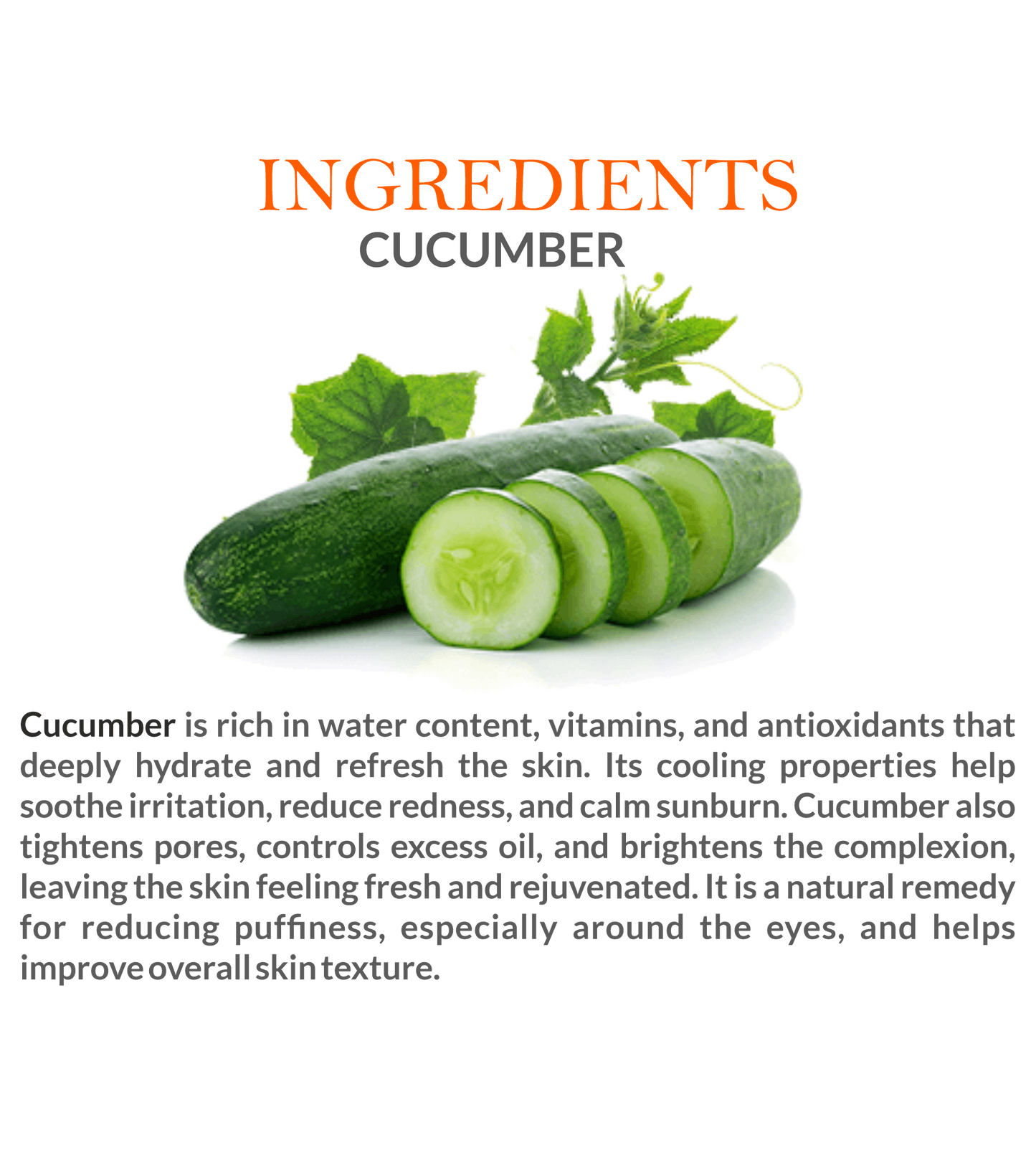 Natural Ingredients in Mountain Ayurveda Cucumber Face Pack – Cucumber, Aloe Vera & Multani Mitti