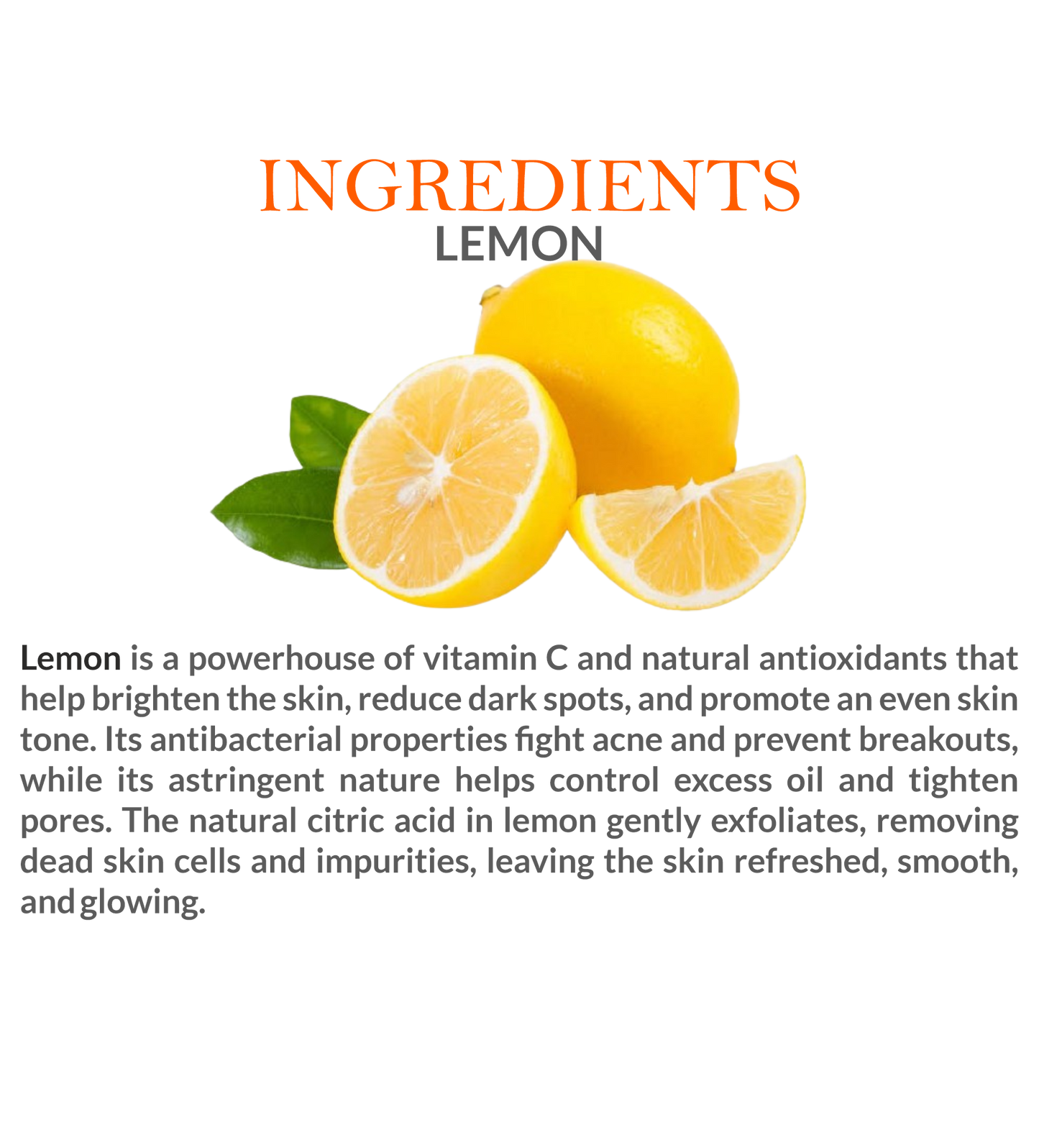 Natural Ingredients in Mountain Ayurveda Lemon Face Pack – Lemon, Multani Mitti & Aloe Vera