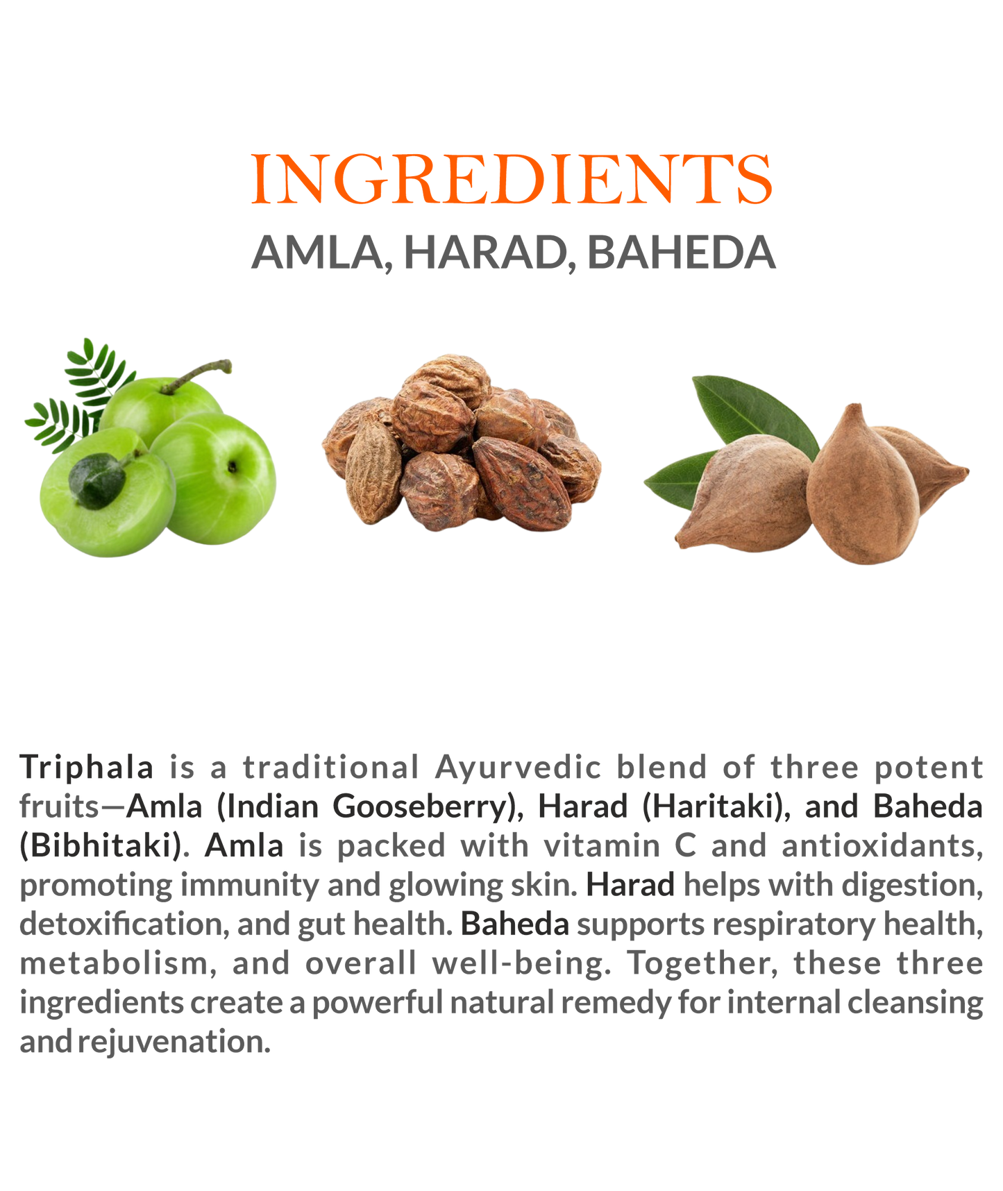 Natural Ingredients in Mountain Ayurveda Triphala Powder – Amla, Haritaki, Bibhitaki
