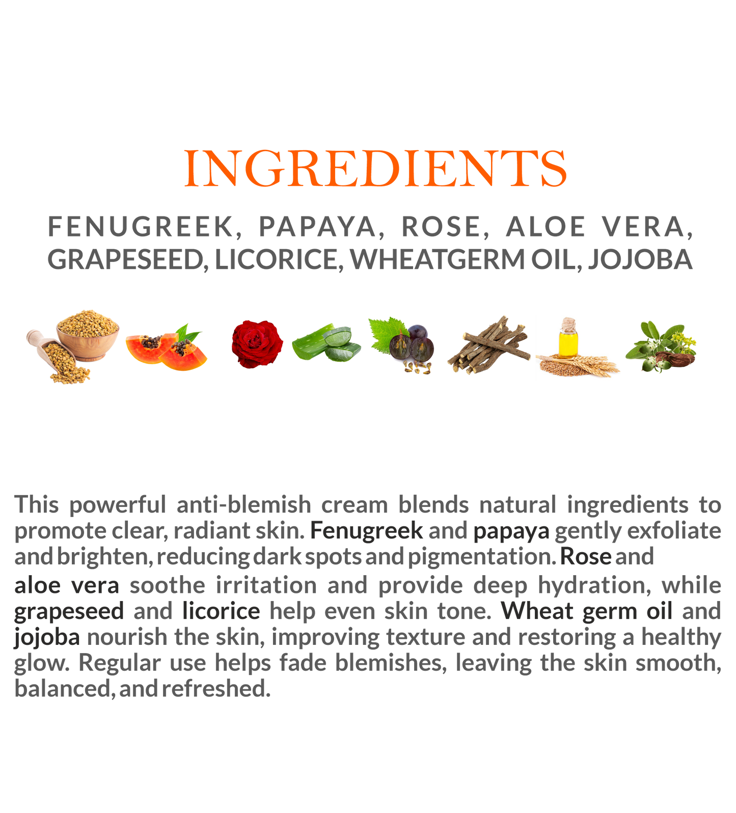 Natural Ingredients in Mountain Ayurveda Natural Anti-Blemish Cream – Turmeric, Aloe Vera, Licorice Extract