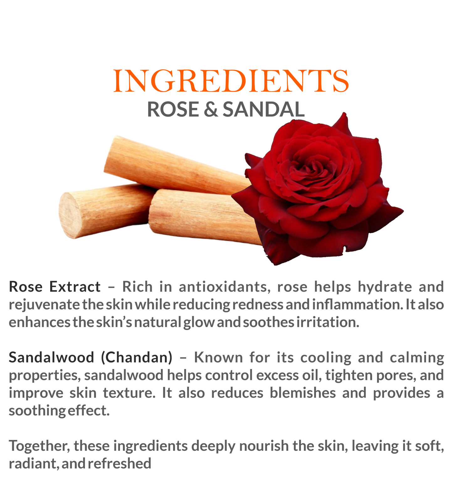 Natural Ingredients in Mountain Ayurveda Rose Sandal Face Pack – Pure Rose Extract & Sandalwood Powder