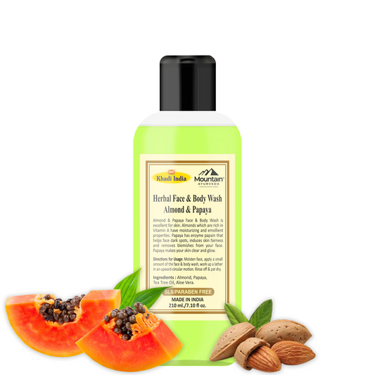 Khadi Almond & Papaya Face & Body Wash 210 ml