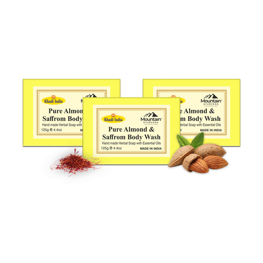 Khadi Almond Saffron Soap 125g (Pack of 3)