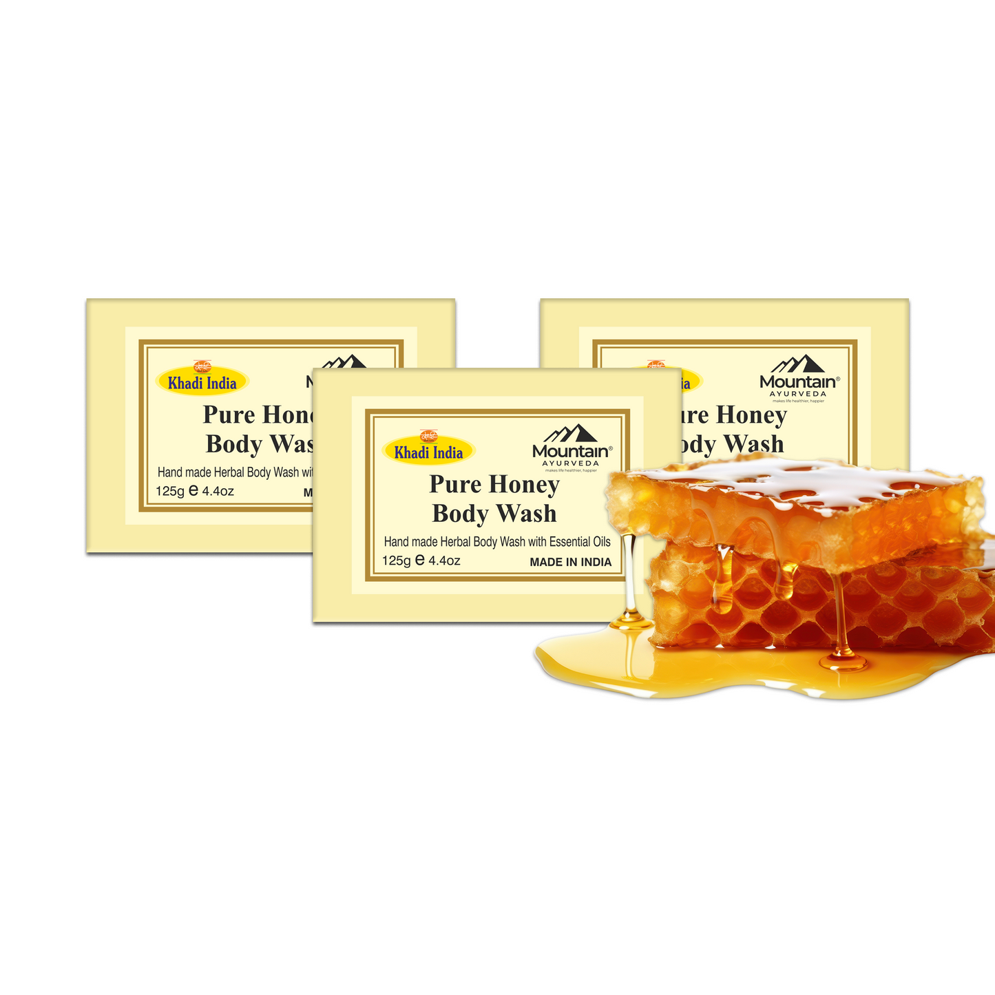 Khadi Honey Glycerin Soap 125g (Pack of 3)