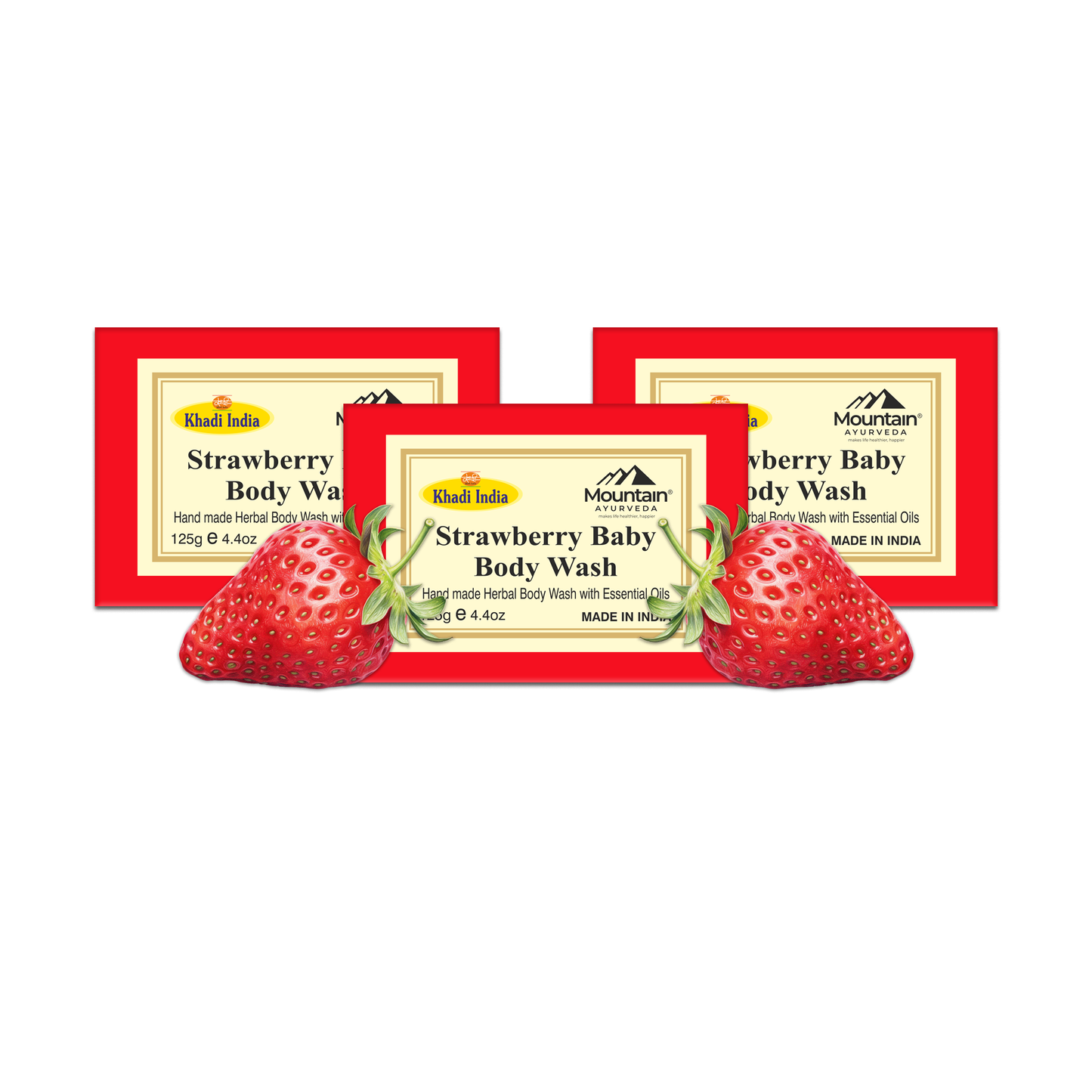 Khadi Strawberry Soap 125g (Pack of 3)