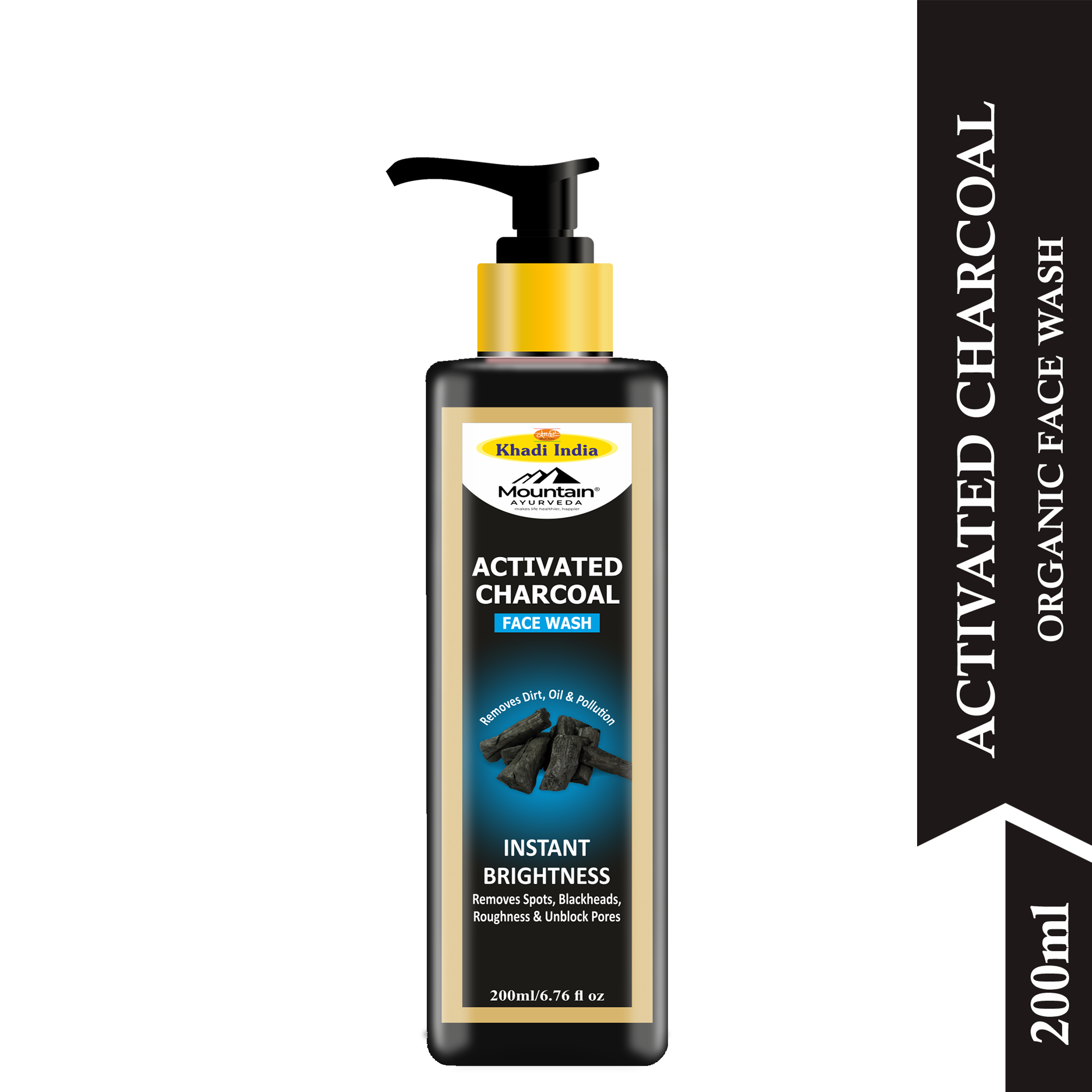 Mountain Ayurveda 200ml Activated Charcoal Face Wash – Oil Control & Acne Prevention