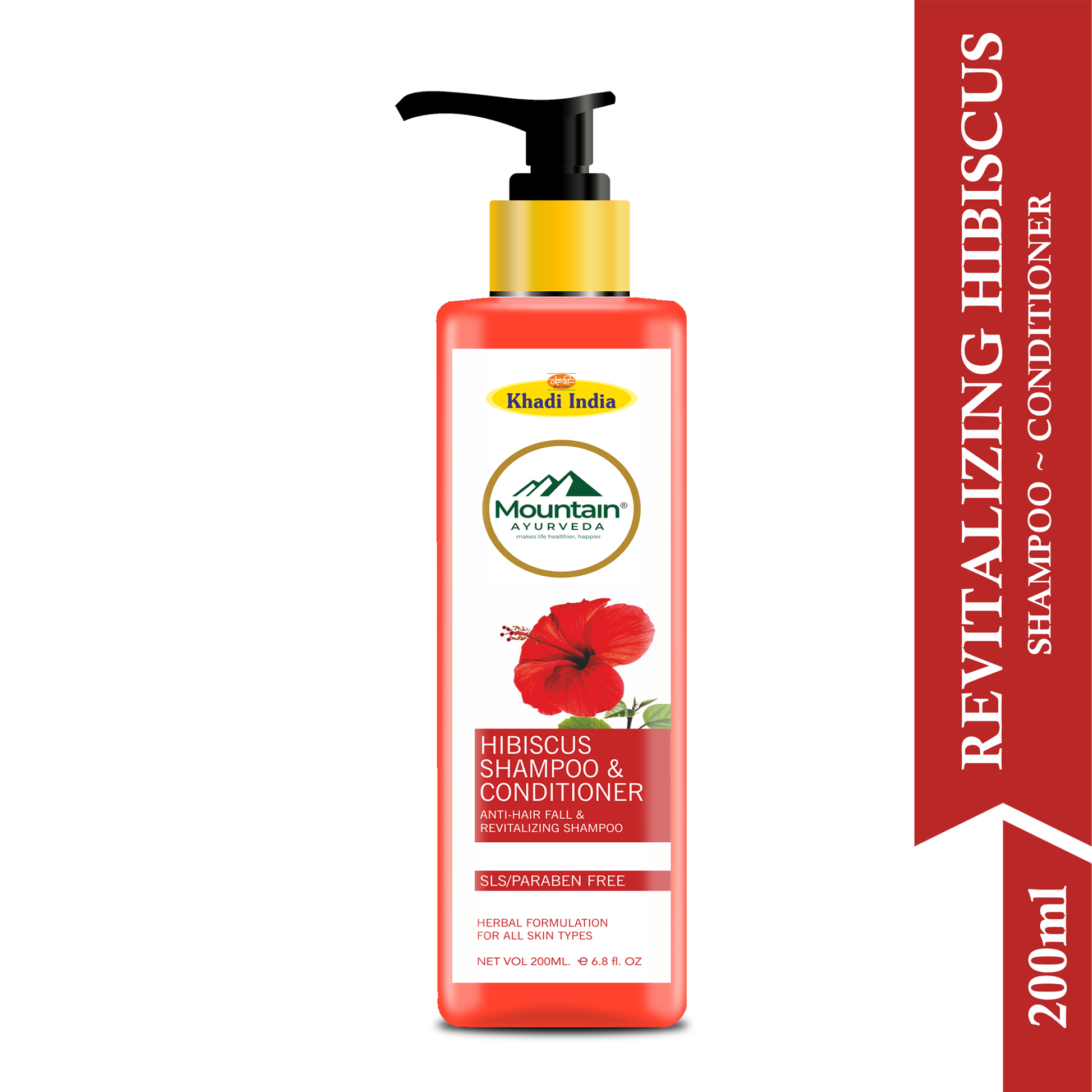 Mountain Ayurveda 200 ml Hibiscus Shampoo – Gentle Sulfate-Free Hair Cleanser & Conditioner
