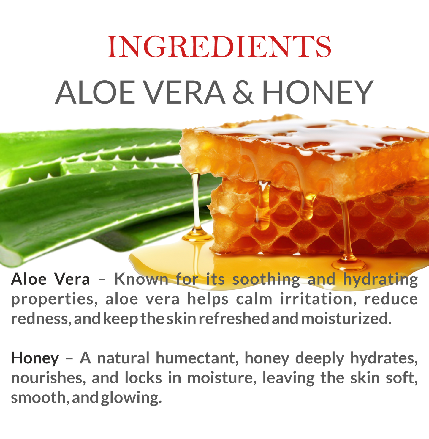 Natural Ingredients in Janakshahi Aloe Vera & Honey Face Scrub – Aloe Vera, Honey, Herbal Extracts