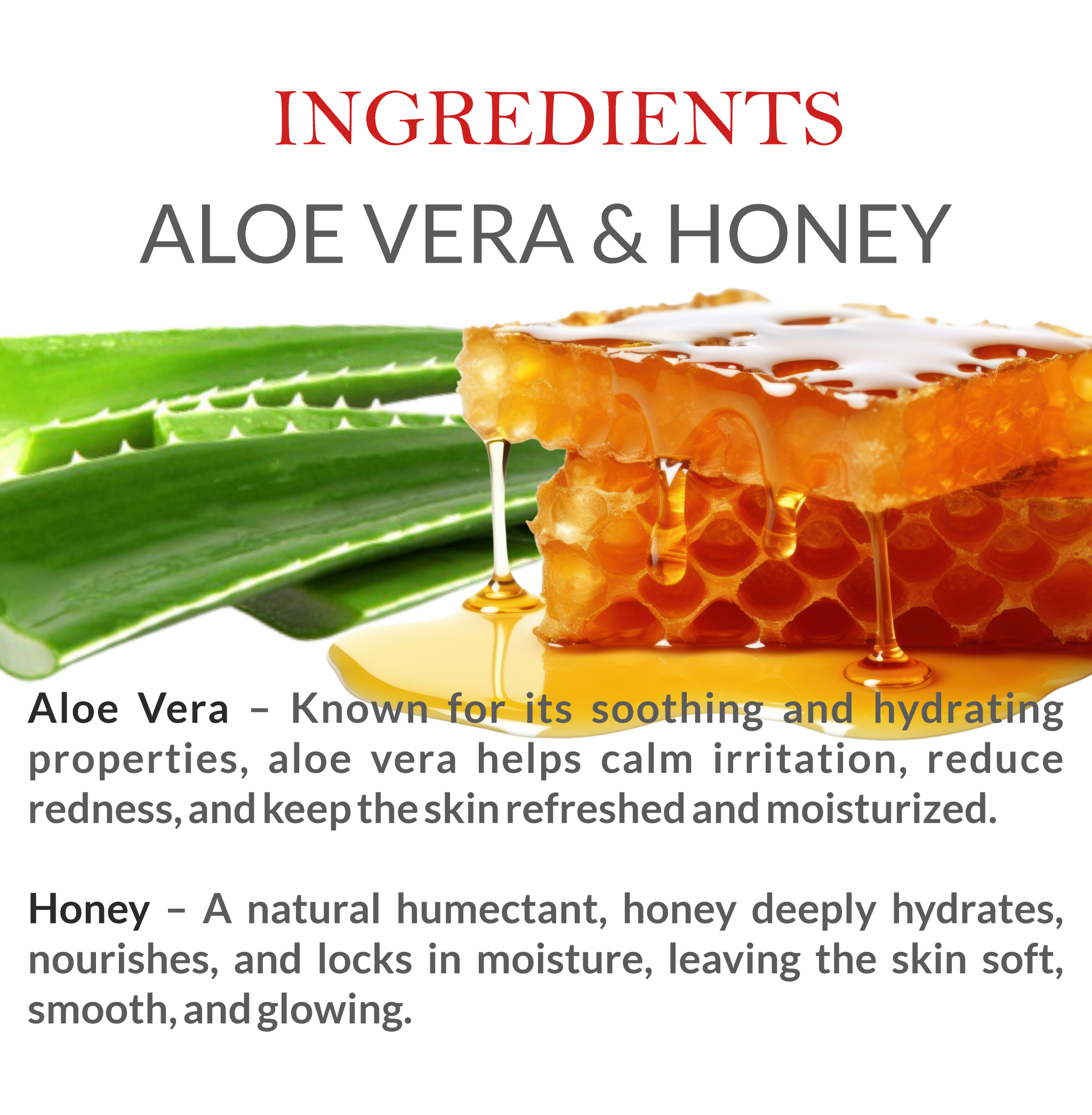Natural Ingredients in Janakshahi Aloe Vera & Honey Face Scrub – Aloe Vera, Honey, Herbal Extracts