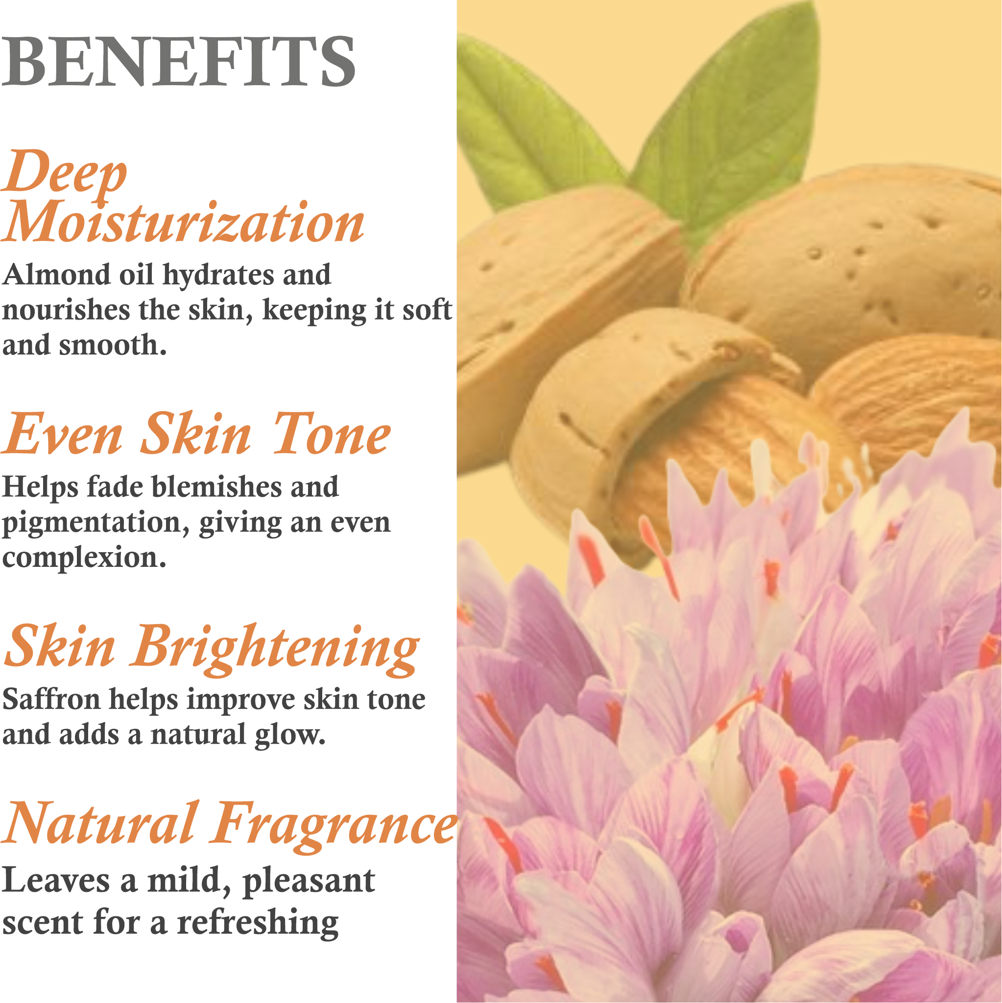 Key benefits of Khadi Almond Saffron Body Lotion – Hydrates, softens & enhances glow