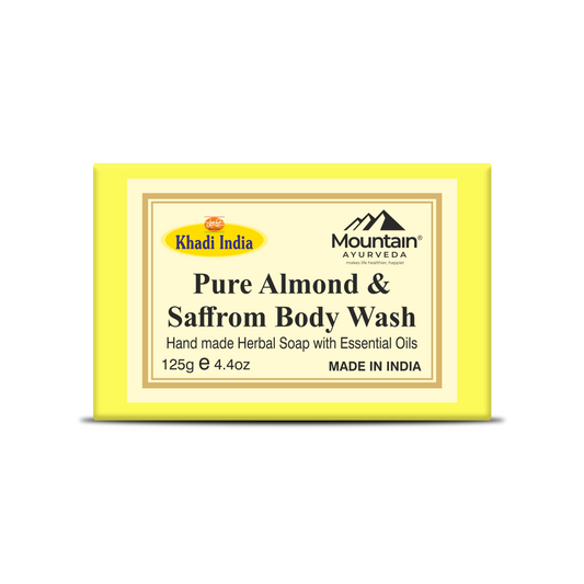 Khadi Almond Saffron Soap – Handmade Nourishing Bath Soap