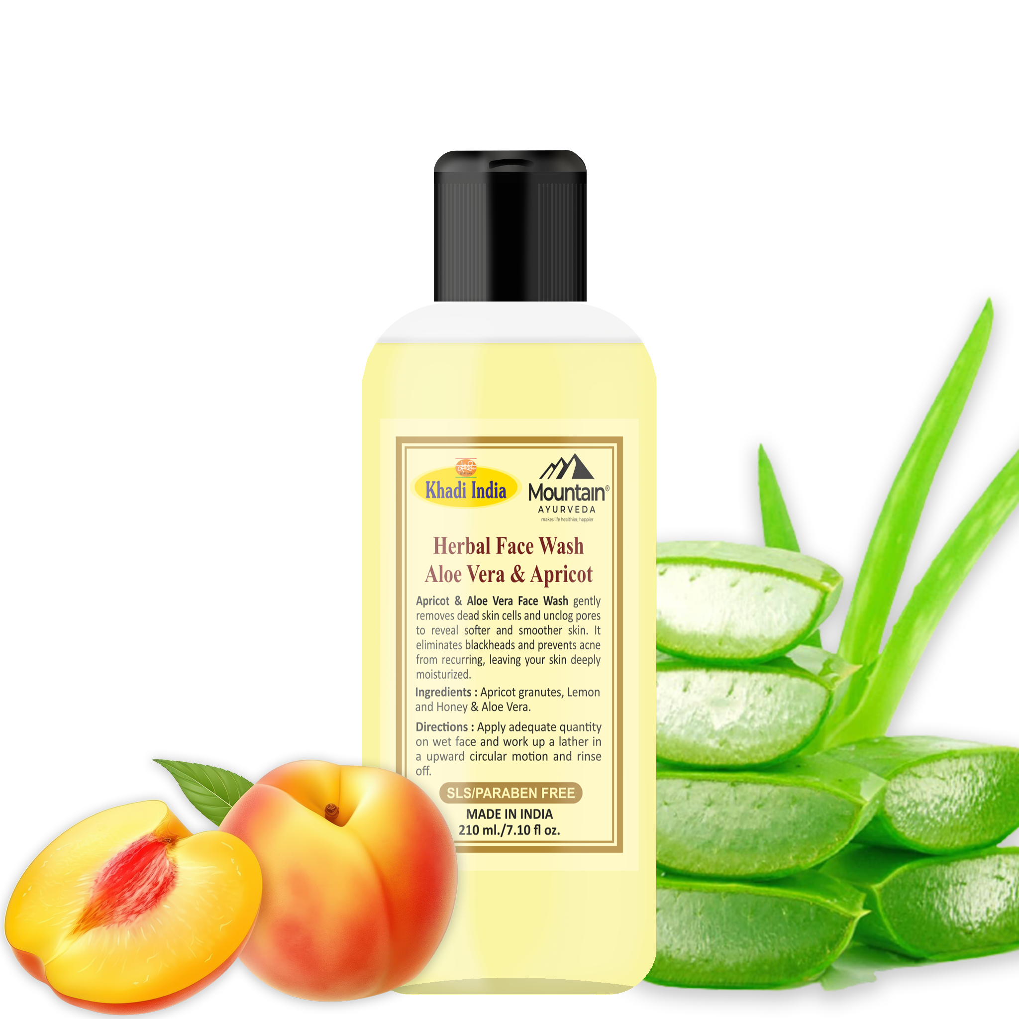 Khadi Aloe Vera & Apricot Face Wash 210ml – Hydrating and exfoliating herbal cleanser