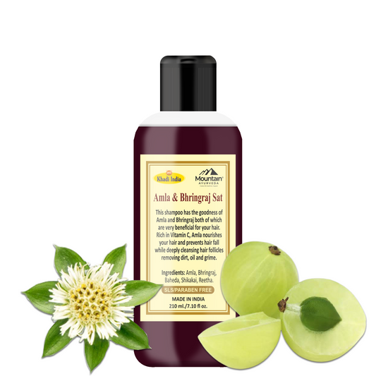 Khadi Herbal Amla Bhringraj Shampoo 210ml for hair growth and strengthening