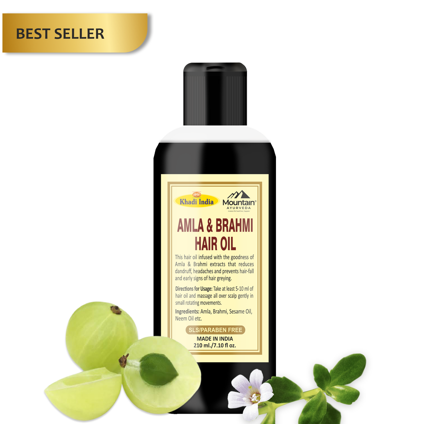 Khadi Amla Brahmi Herbal Hair Oil 210ml – Ayurvedic oil for hair growth and nourishment