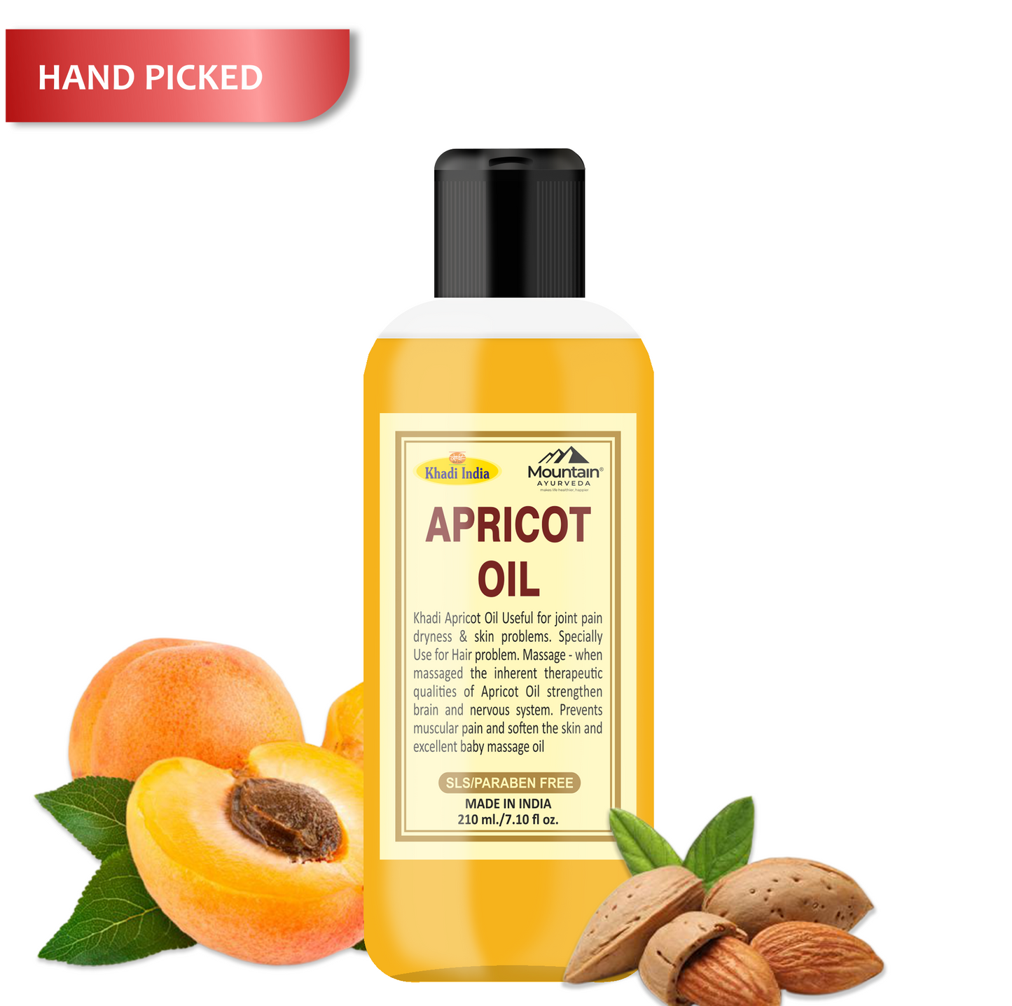 Khadi Apricot Oil 210ml – Cold-pressed natural oil for skin & hair nourishment