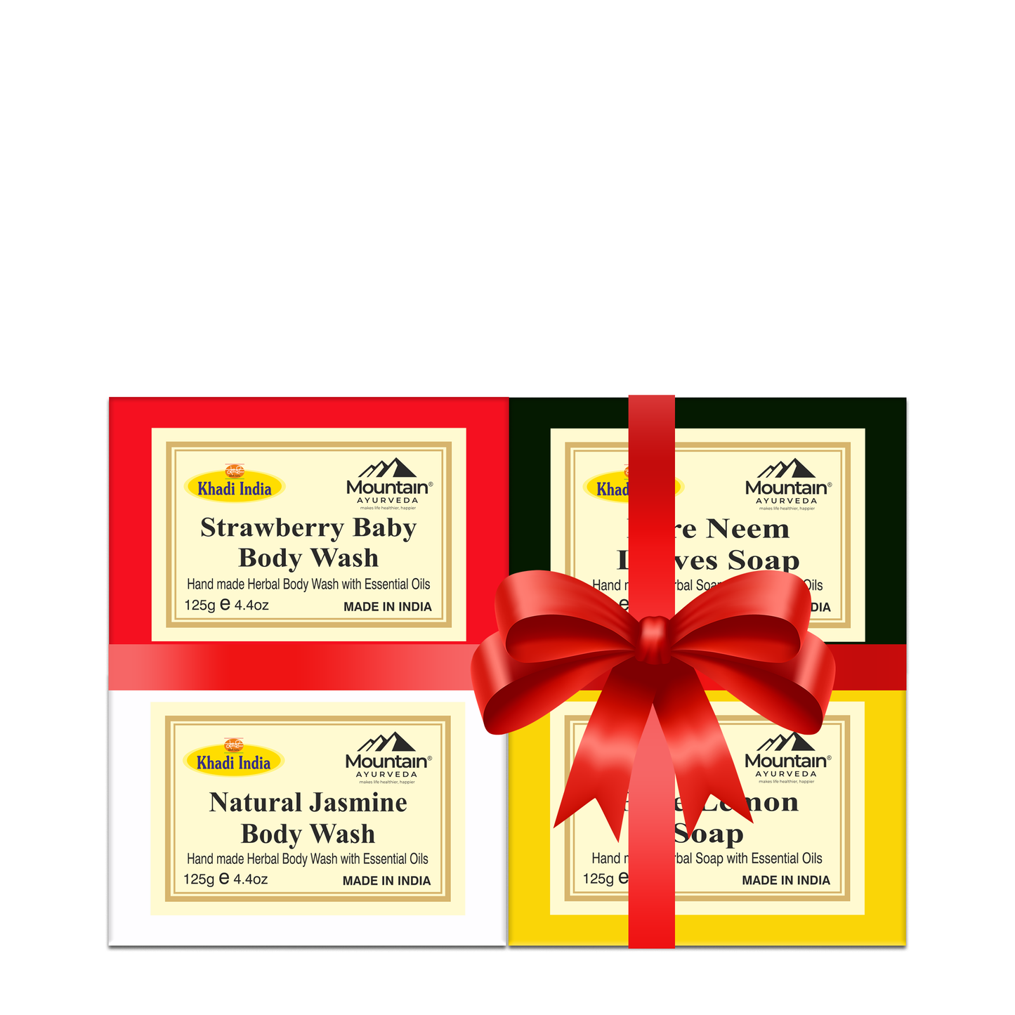 Khadi Assorted Soap Combo (Pack of 4) – Handmade Herbal Bathing Bar Set