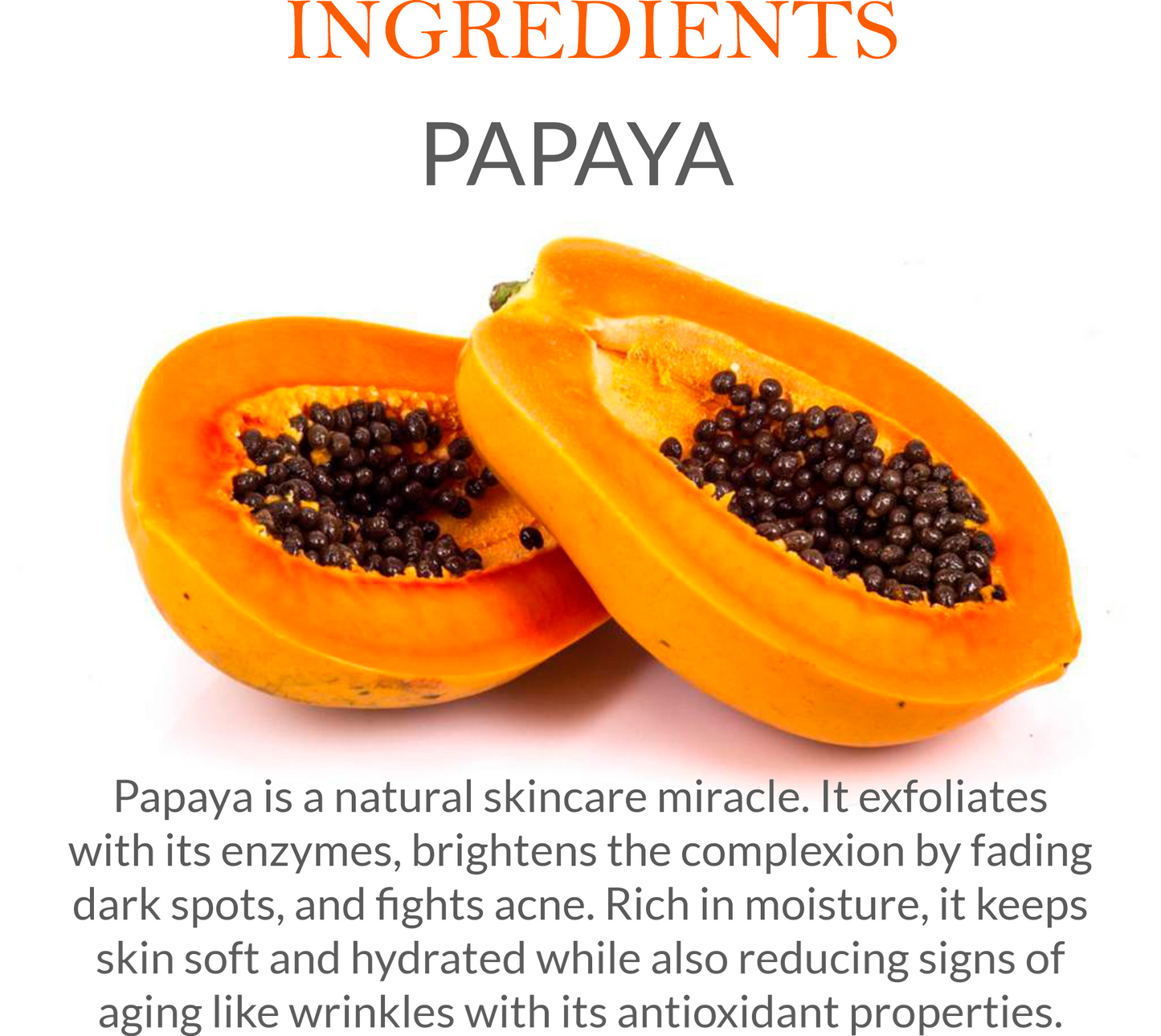List of natural ingredients in Khadi Ayurvedic Facial Gel, including herbal extracts