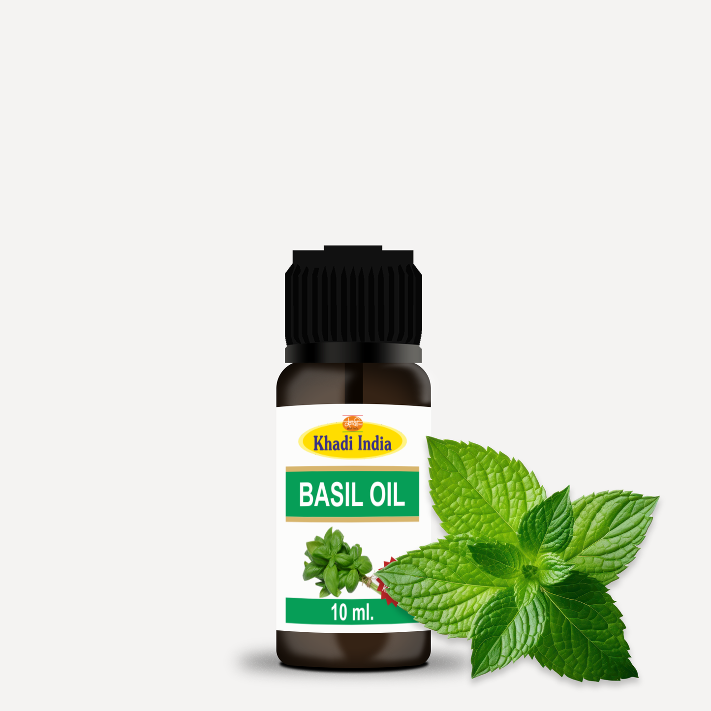 Khadi Basil Essential Oil 10 ml – 100% Pure & Natural for Hair, Skin & Aromatherapy