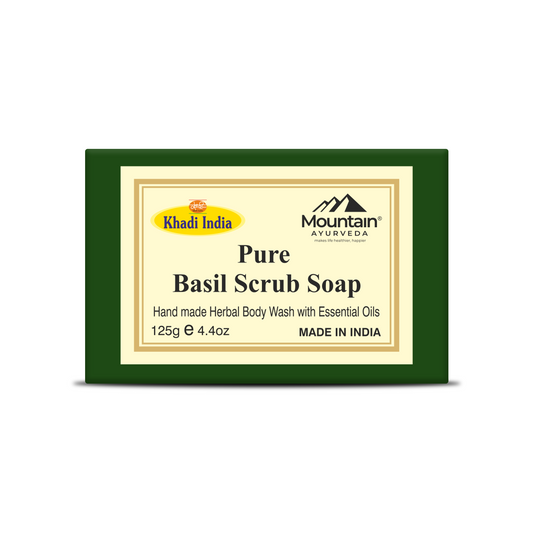 Khadi Basil Scrub Soap – Handmade Exfoliating & Detoxifying Soap