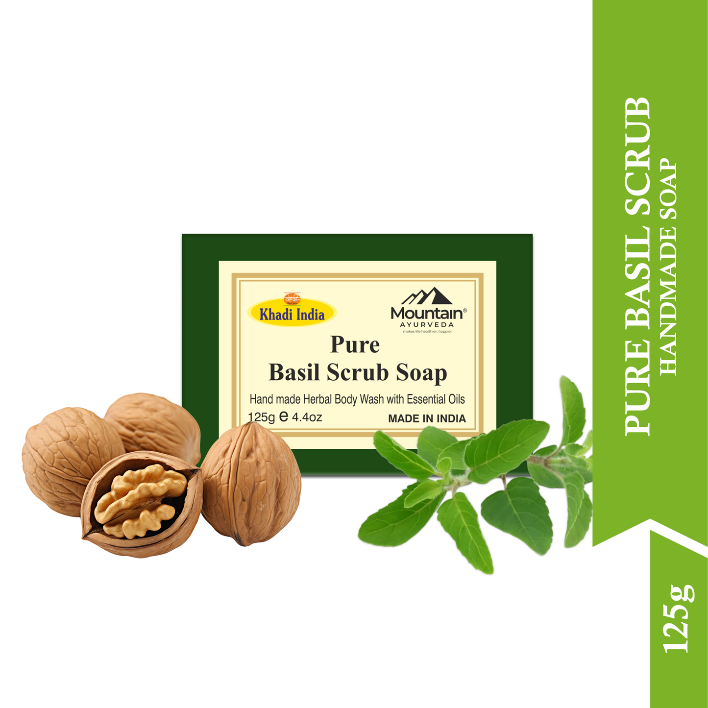 Khadi Basil Scrub Soap – Natural Ayurvedic Scrub for Deep Cleansing