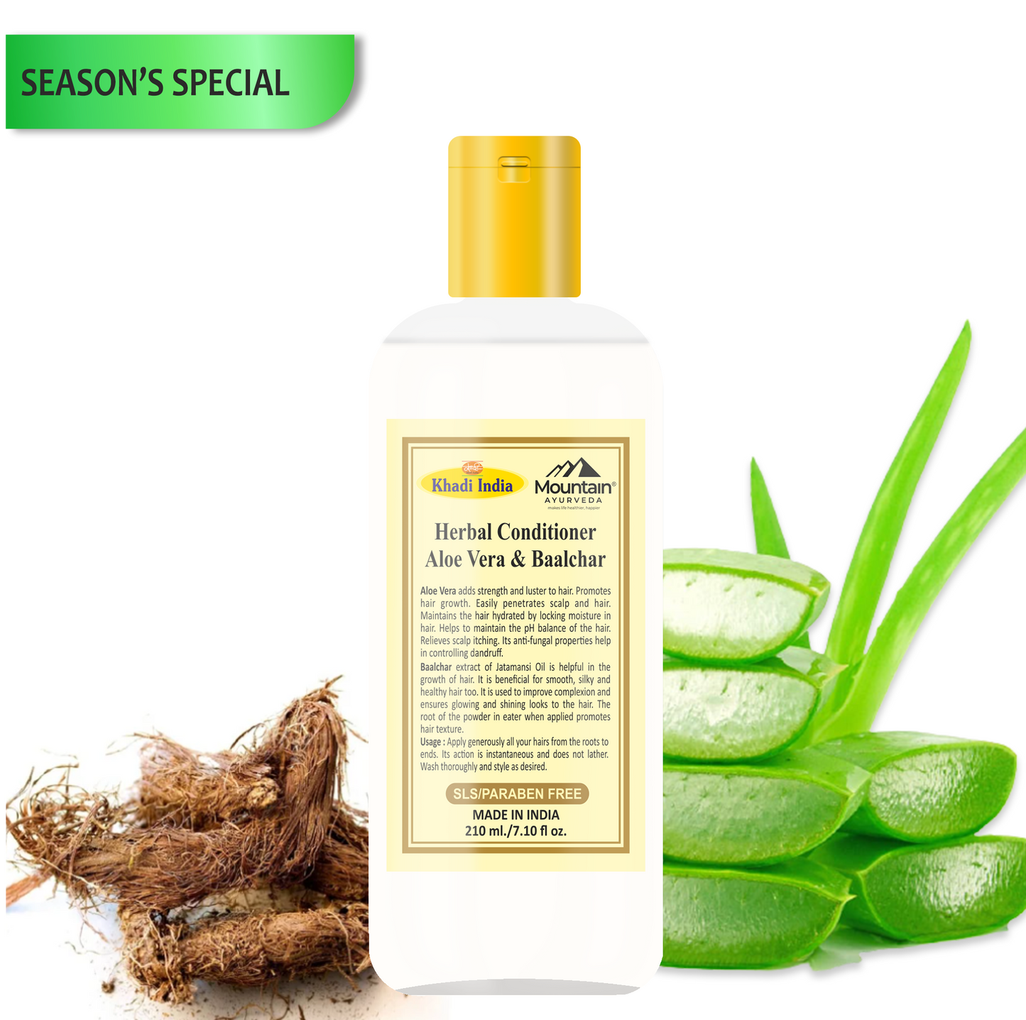 Khadi Herbal Aloe Vera & Balchar Hair Conditioner – Nourishing and Strengthening