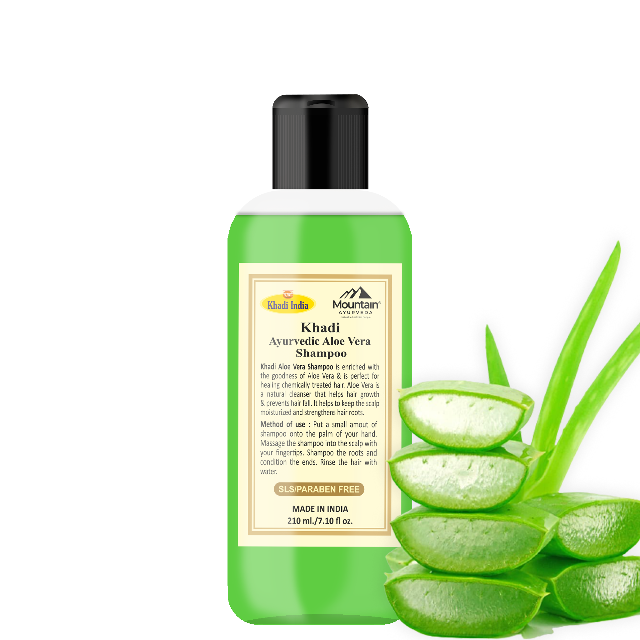 Khadi Herbal Aloe Vera Shampoo 210ml for deep hydration and scalp care