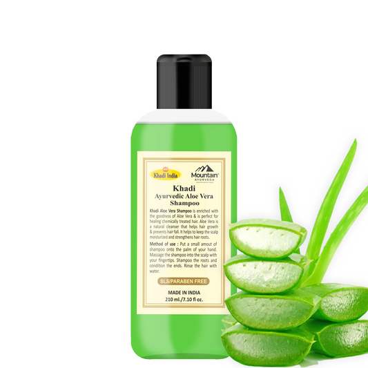 Khadi Herbal Aloe Vera Shampoo 210ml for deep hydration and scalp care