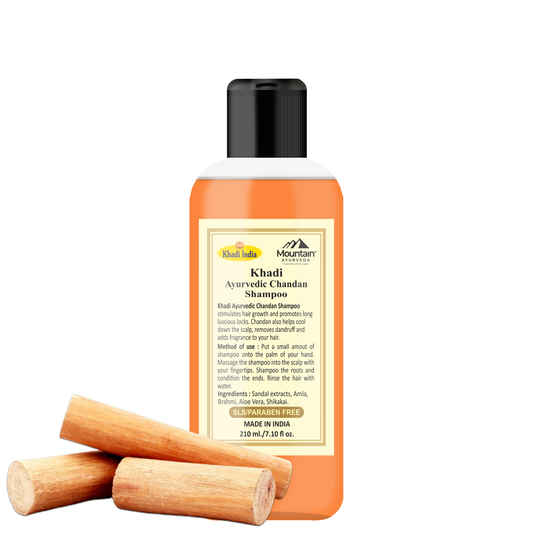 Khadi Herbal Chandan Shampoo 210ml for scalp cooling and deep nourishment