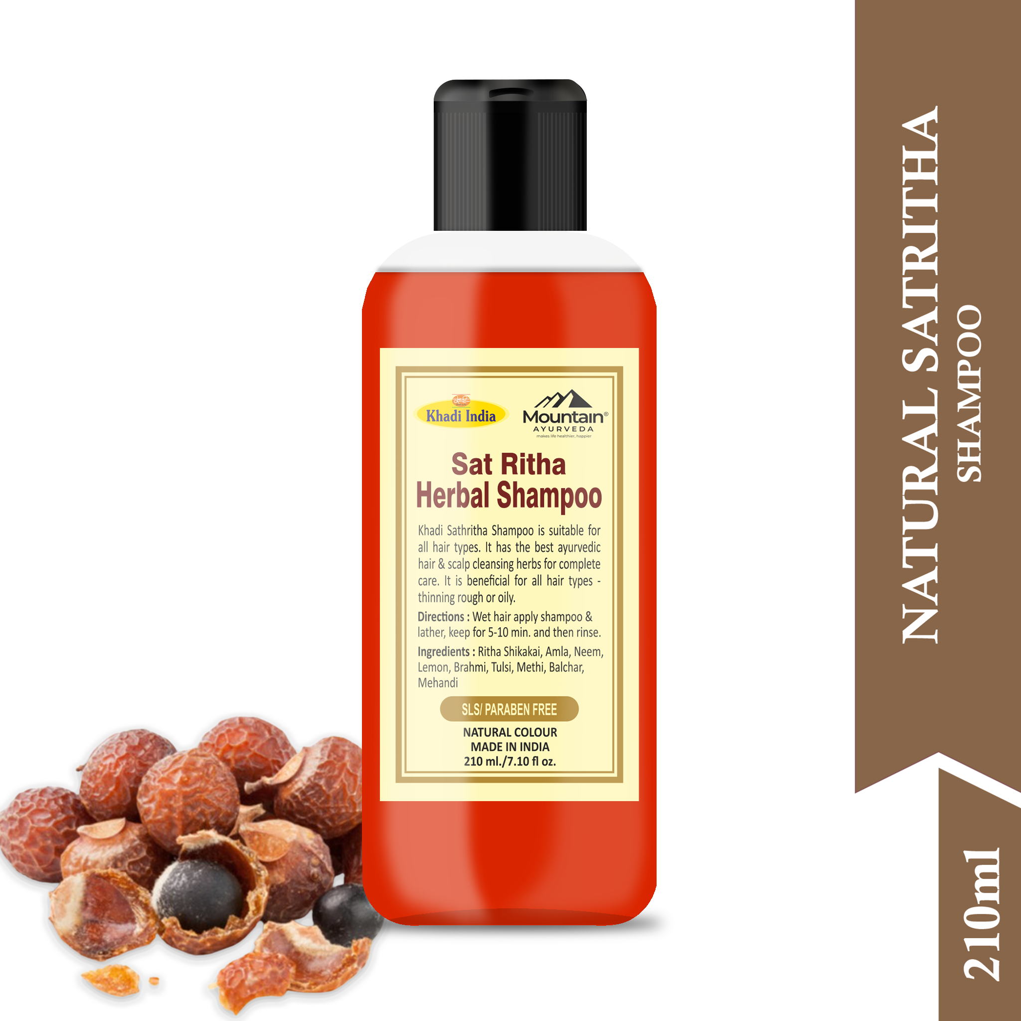 Khadi Herbal Reetha Shampoo Bottle with Natural Ingredients