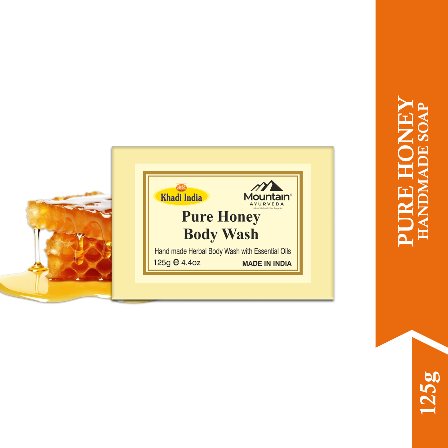 Khadi Honey Glycerin Soap – Handmade Ayurvedic Bath Bar for Soft Skin