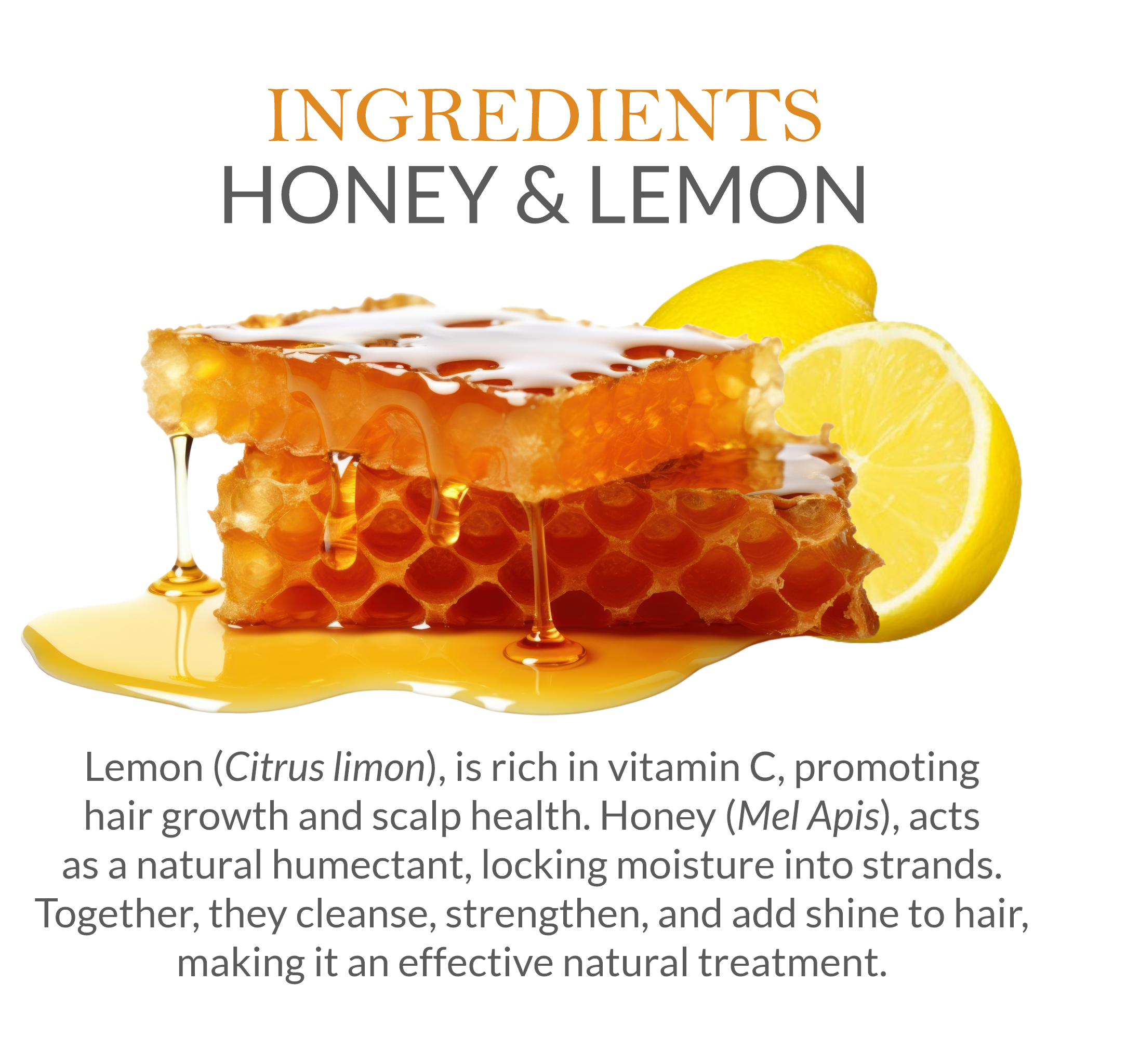 Natural ingredients in Khadi Honey Lemon Shampoo - Honey & Lemon for hair care
