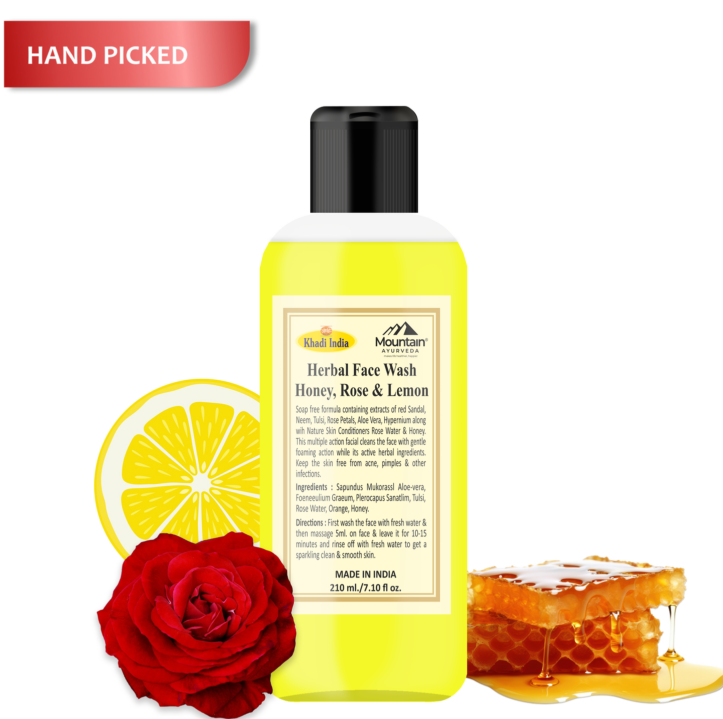 Khadi Honey Rose & Lemon Face Wash 210ml – Brightening and hydrating herbal cleanser