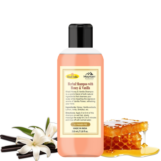 Khadi Herbal Honey Vanilla Shampoo 210ml for deep moisture and nourishment