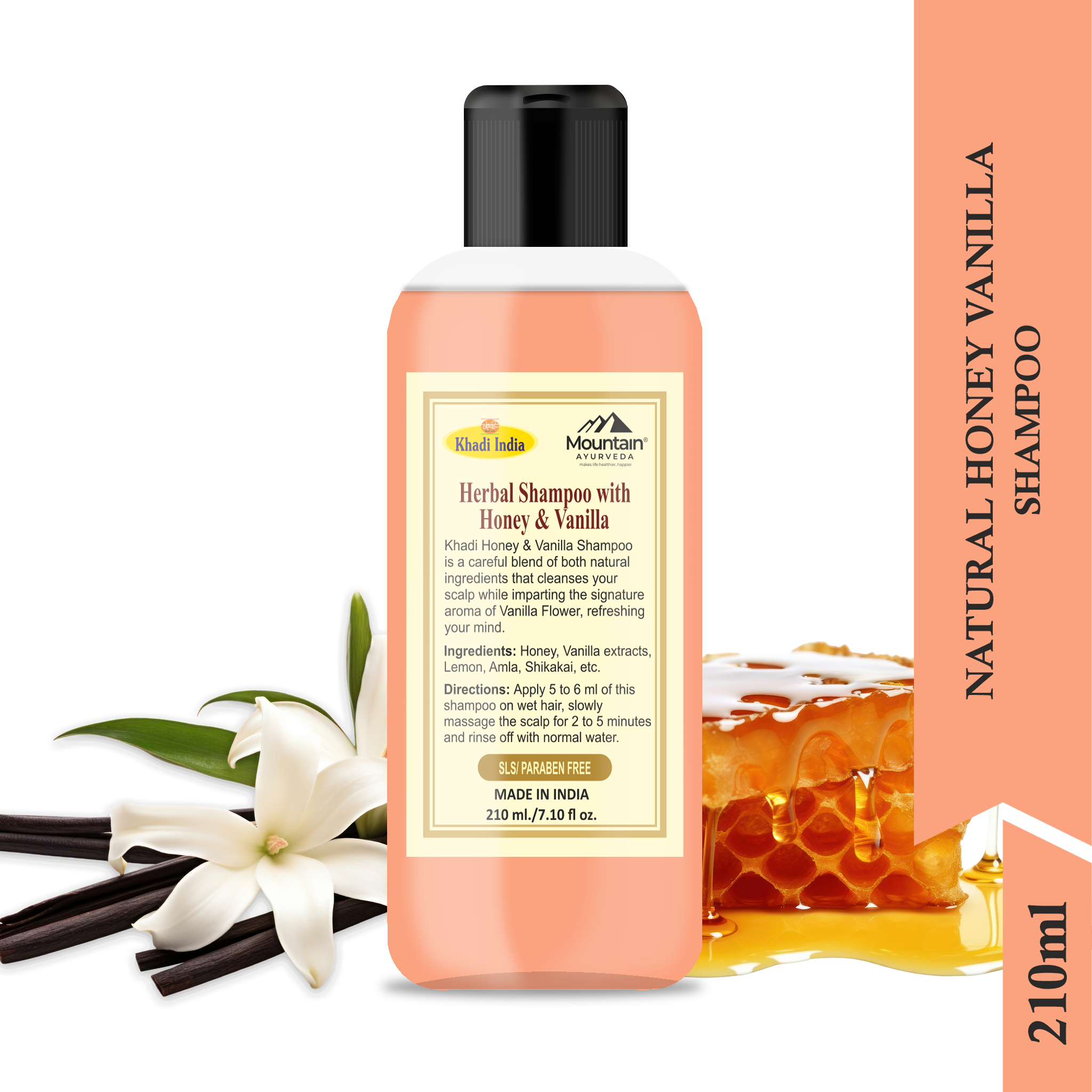 Best herbal shampoo for dry and frizzy hair with honey & vanilla extract