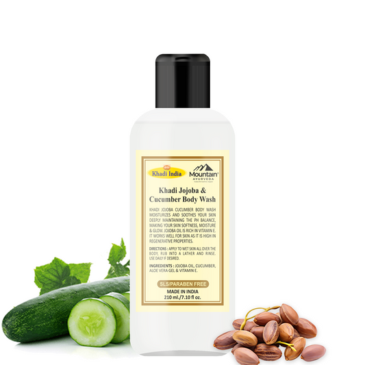 Khadi Jojoba & Cucumber Body Wash 210ml – Herbal hydrating and refreshing cleanser