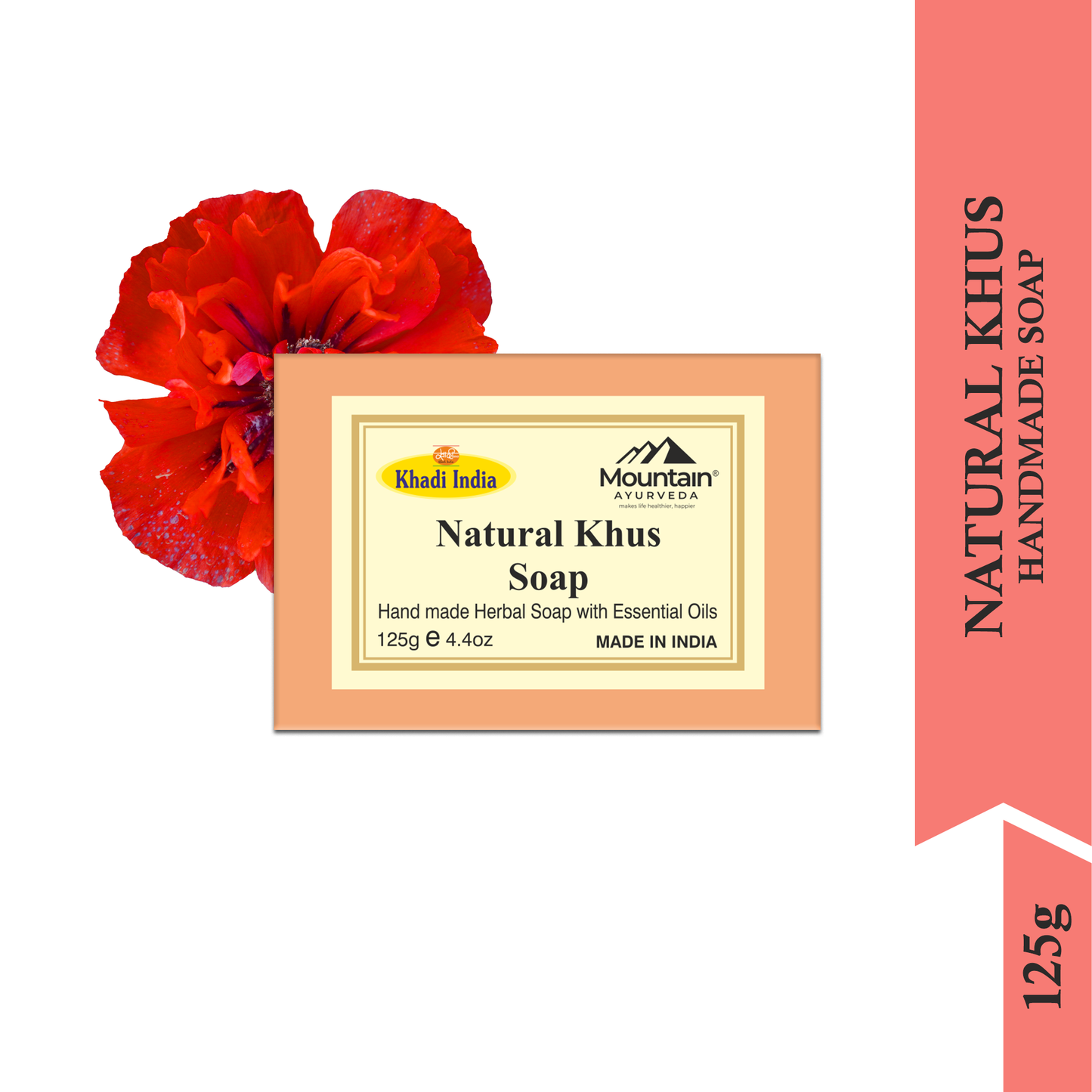 Khadi Ayurvedic Khus Soap – Herbal Vetiver Bath Bar for Skin Hydration