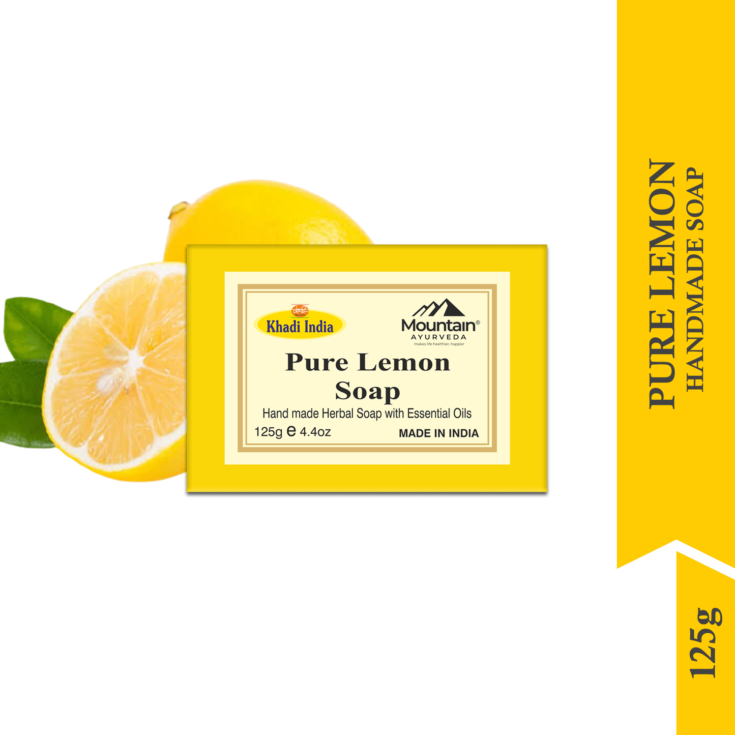 Khadi Lemon Soap – Natural Handmade Soap for Acne and Oily Skin