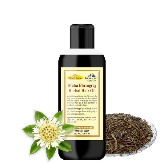 Khadi Maha Bhringraj Herbal Hair Oil 210ml – Ayurvedic hair growth and scalp nourishment oil