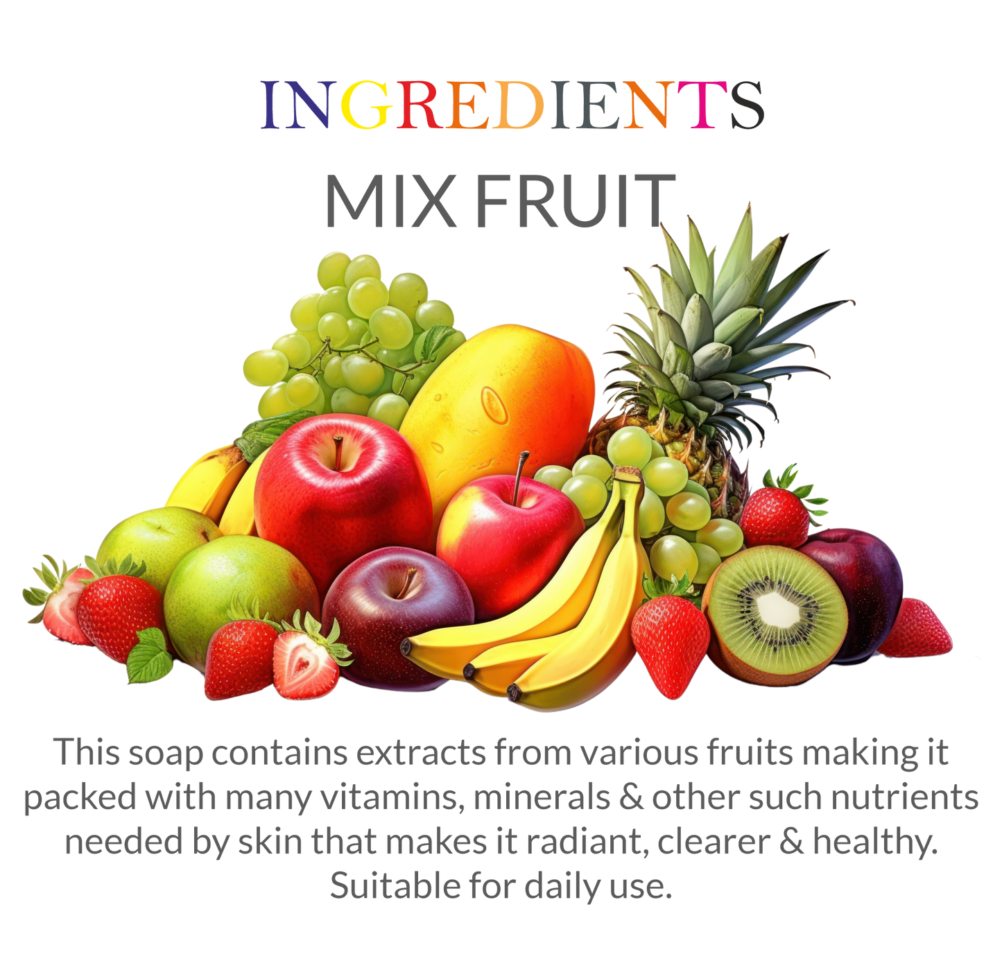 Khadi Mix Fruit Soap Ingredients – Enriched with Natural Fruit Extracts & Essential Oils