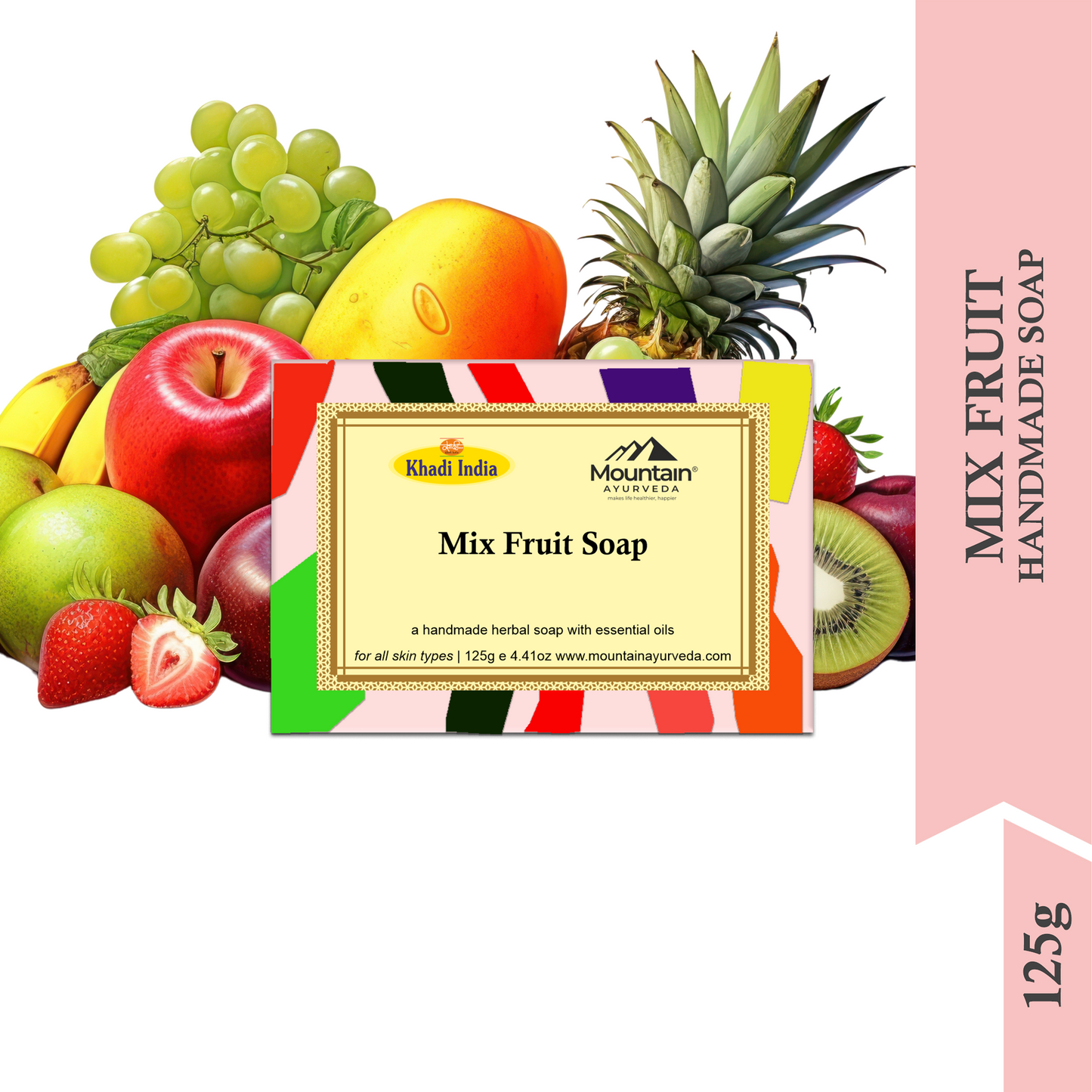 Khadi Mix Fruit Soap – Natural Handmade Bathing Bar with Antioxidants