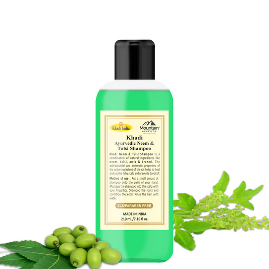 Khadi Herbal Neem Tulsi Shampoo 210ml for dandruff control and scalp care