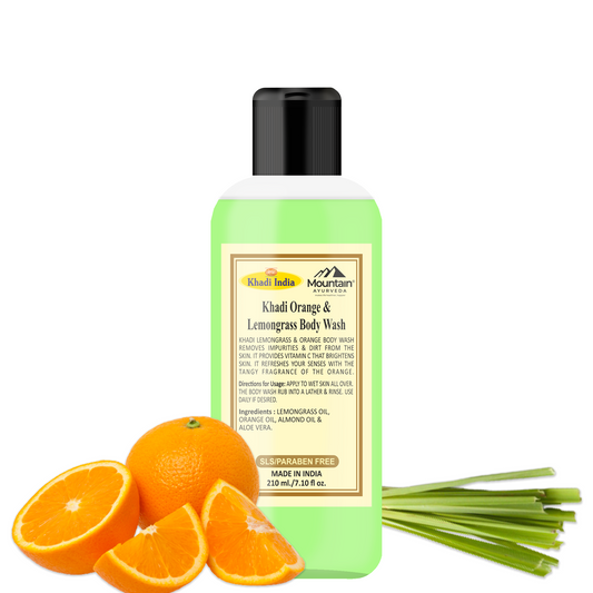Khadi Orange & Lemongrass Body Wash 210ml – Detoxifying and refreshing shower gel