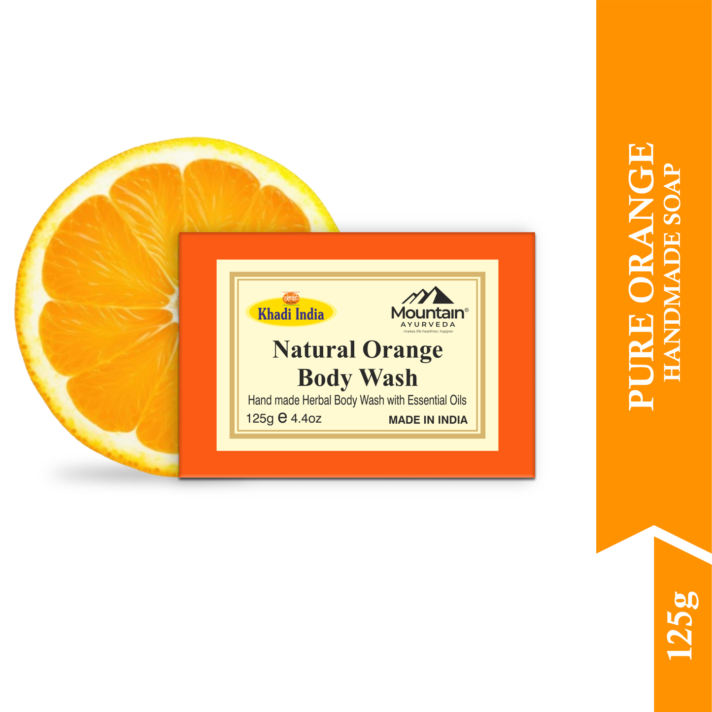 Khadi Ayurvedic Orange Soap – Herbal Citrus Bath Bar for Deep Cleansing