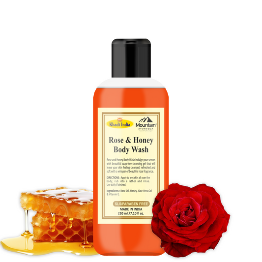 Khadi Rose & Honey Body Wash 210ml – Hydrating and soothing shower gel