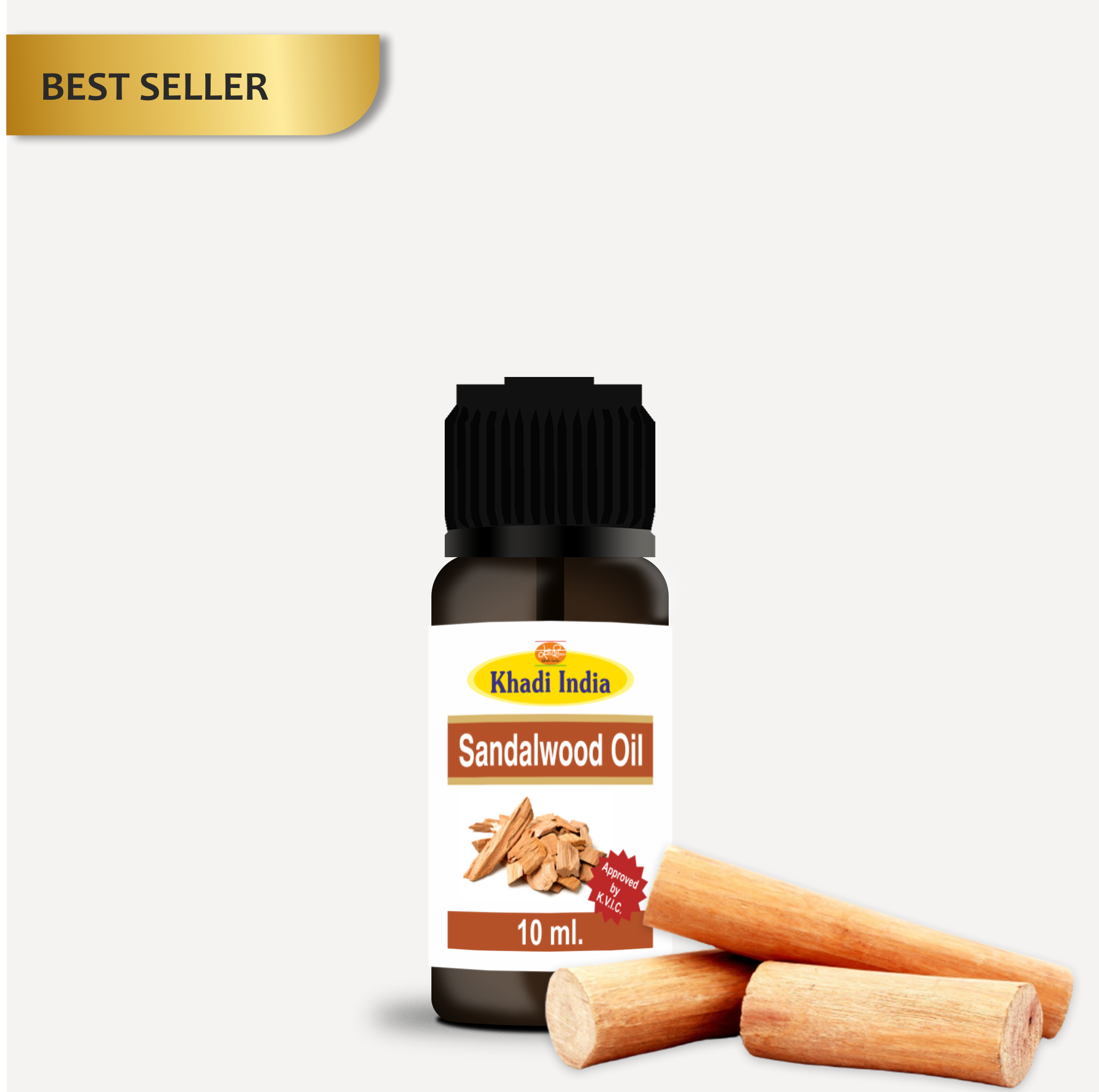 Khadi Sandalwood Essential Oil 10ml – 100% Pure & Natural for Skin, Hair & Relaxation